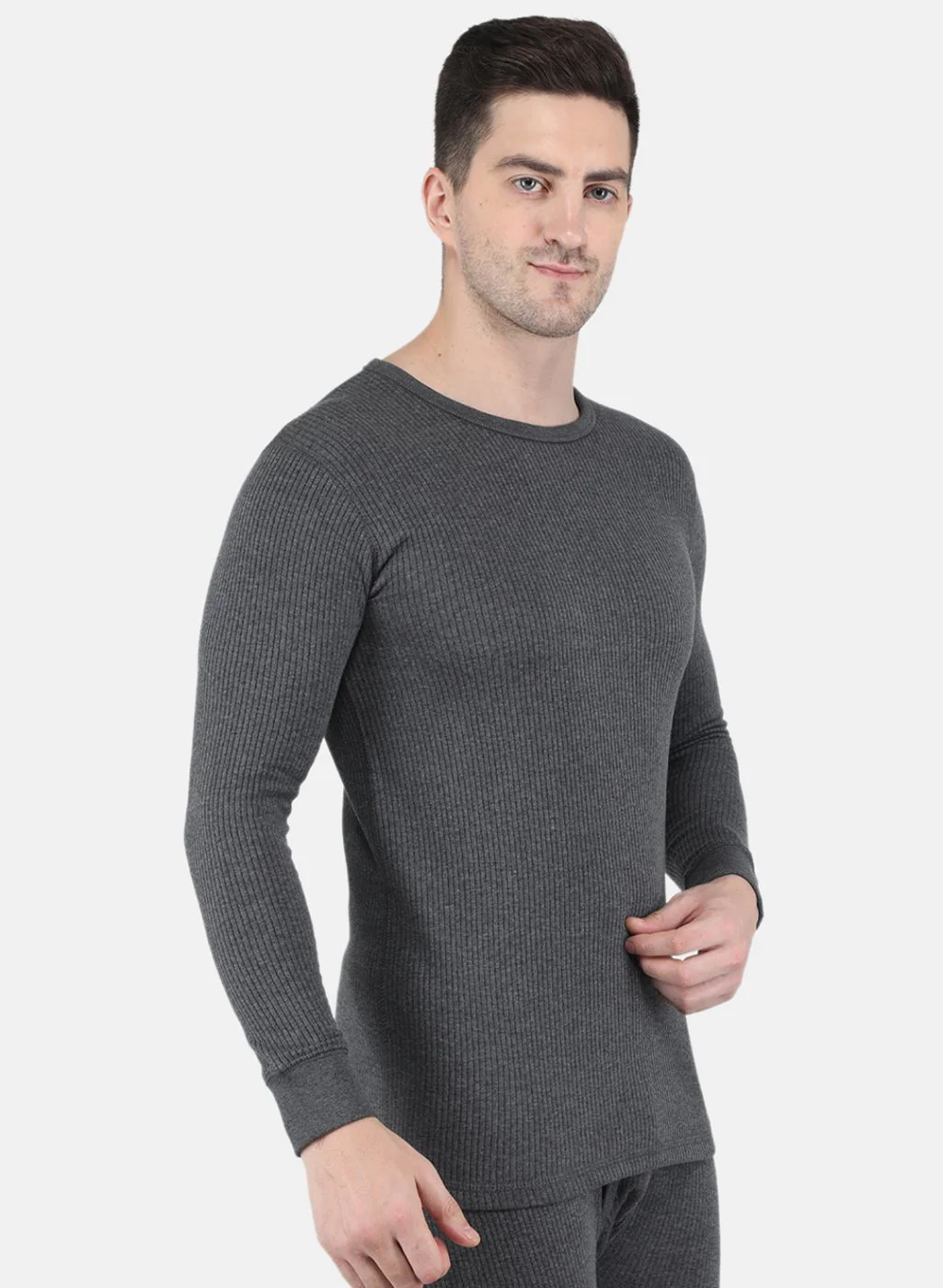 Men Grey Solid Thermal Vest - Image 6