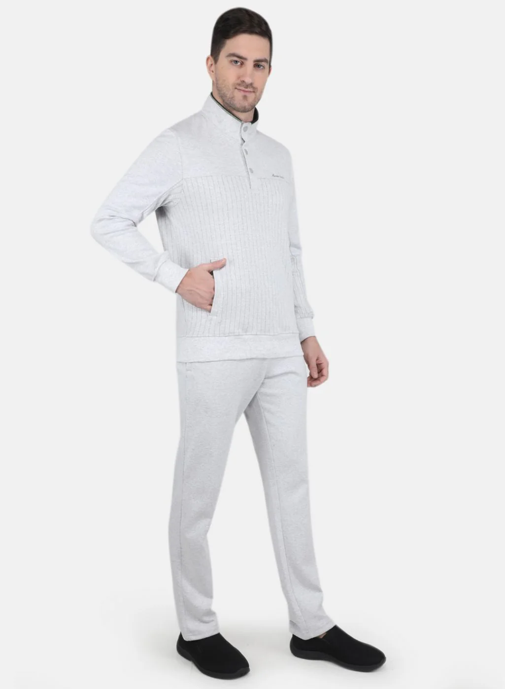 Men Grey Solid Tracksuit - Image 7