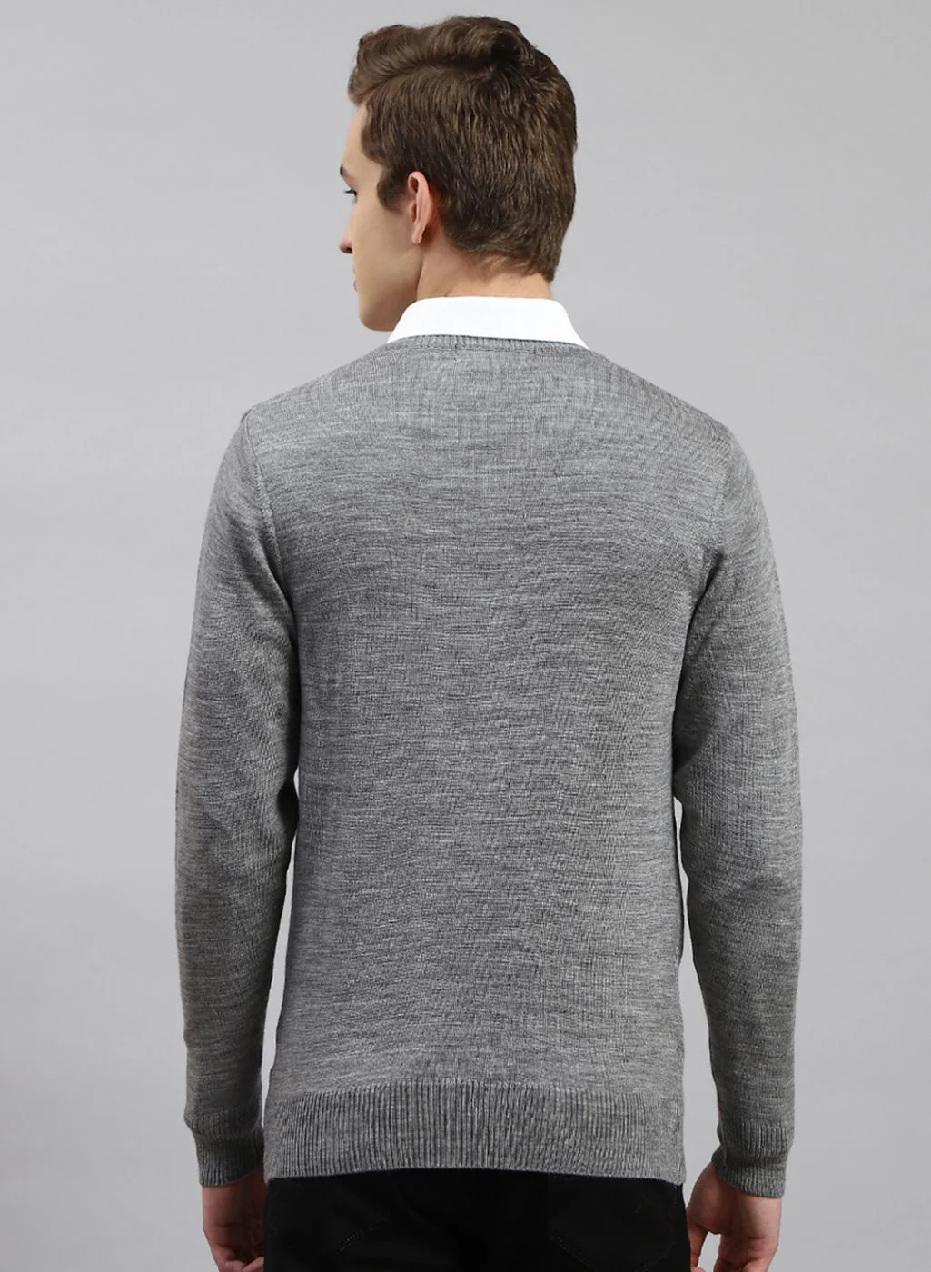 Men Grey Solid Wool blend Pullover - Image 5