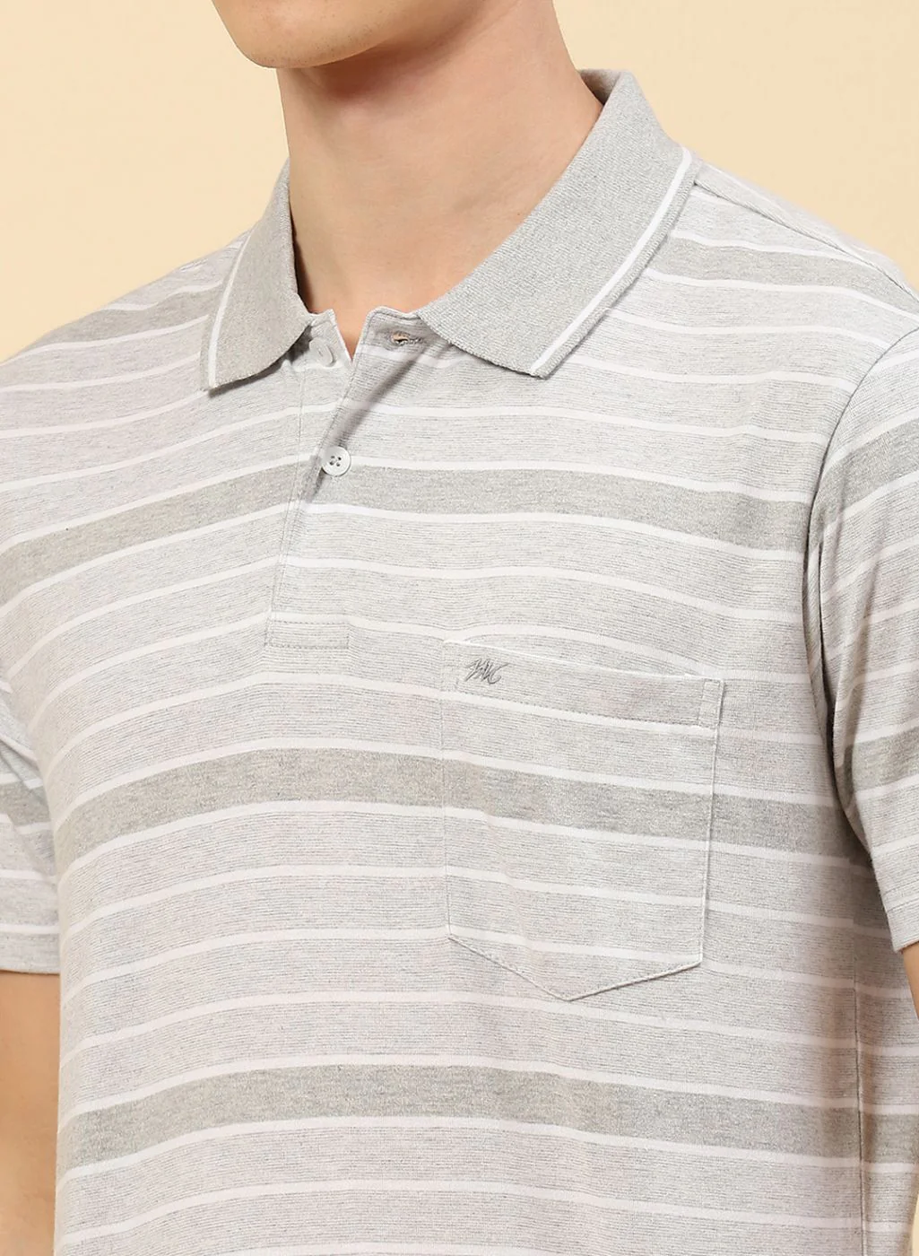 Men Grey Stripe T-Shirt - Image 6