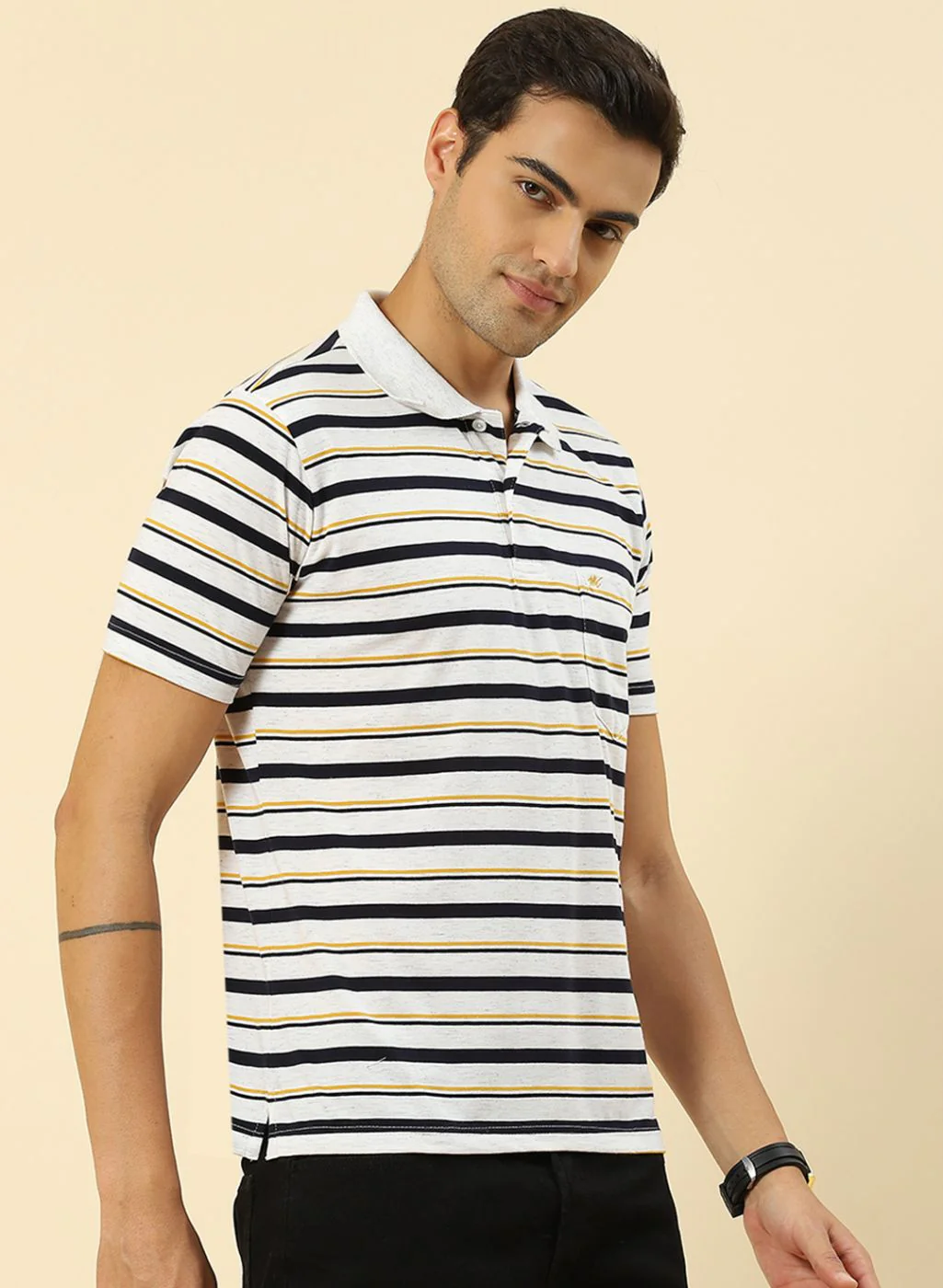 Men Grey Stripe T-Shirt - Image 3