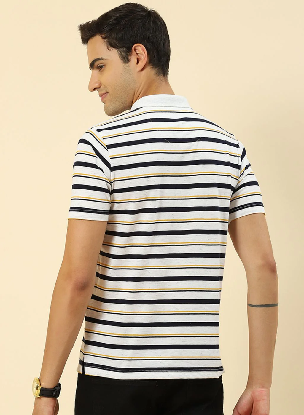 Men Grey Stripe T-Shirt - Image 4