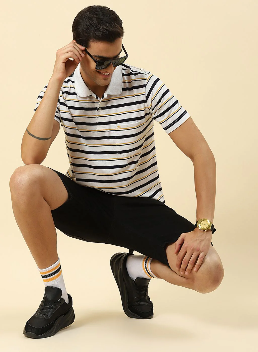 Men Grey Stripe T-Shirt - Image 5