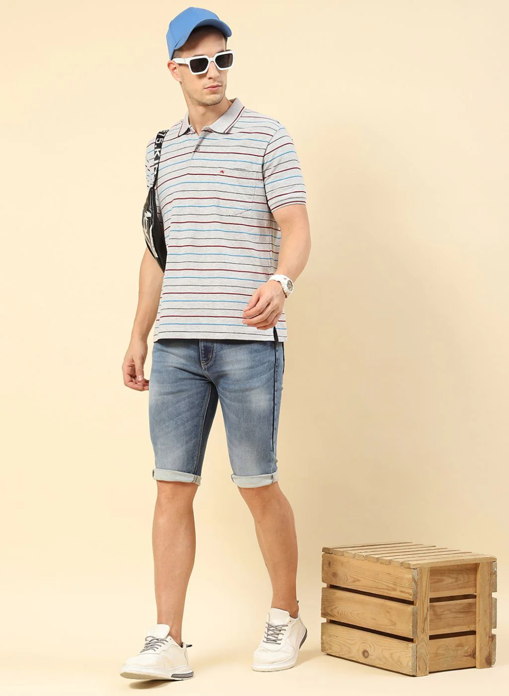 Men Grey Stripe T-Shirt - Image 5