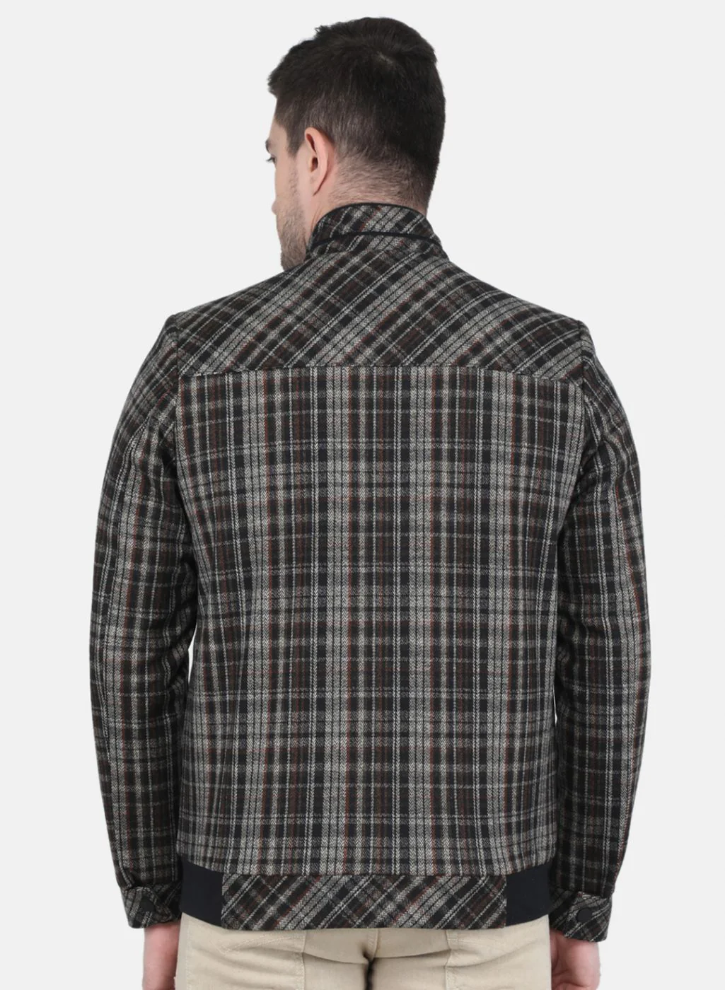 Men Khaki Check Coat - Image 3