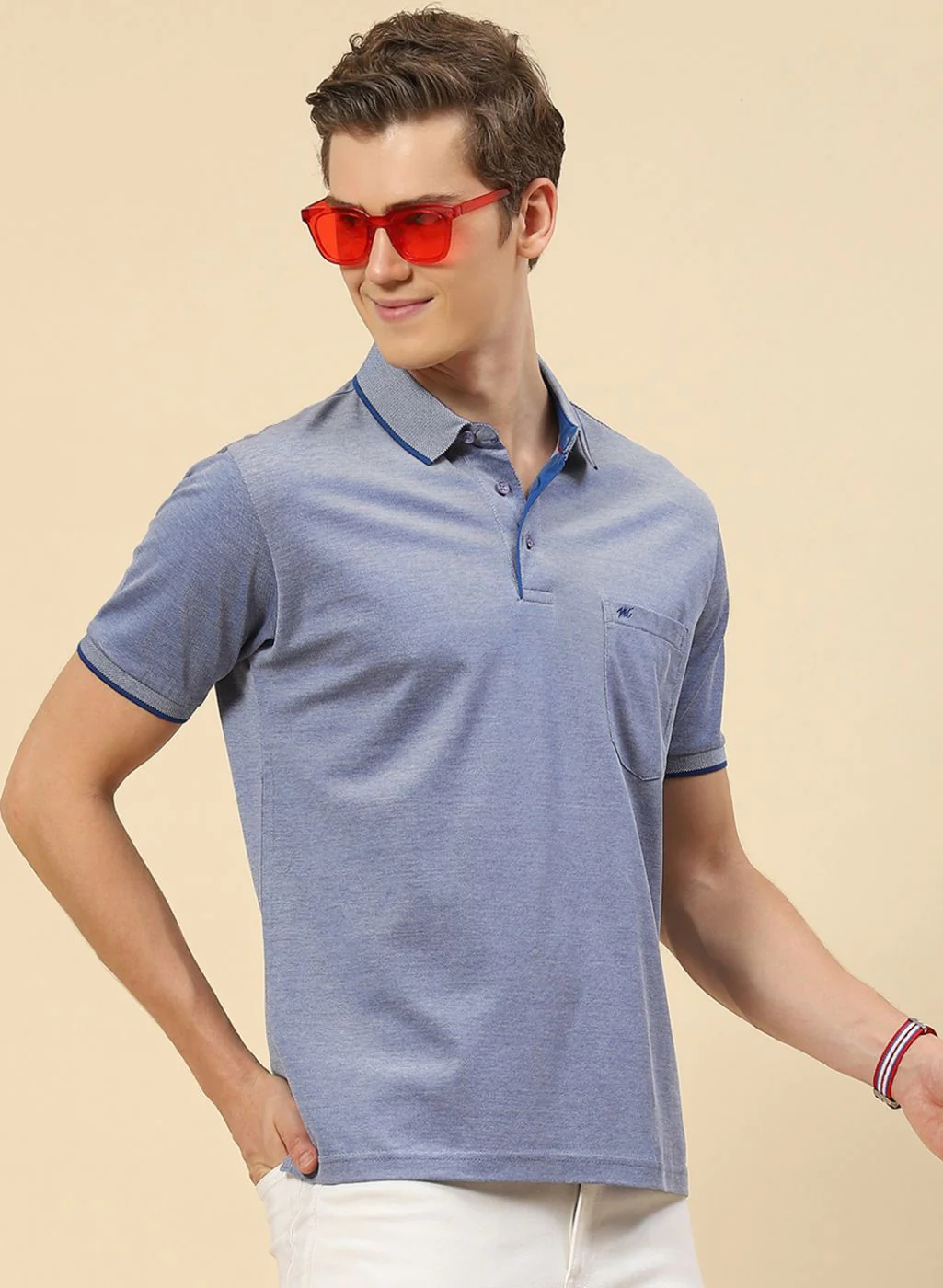 Men Khaki Plain T-Shirt - Image 3