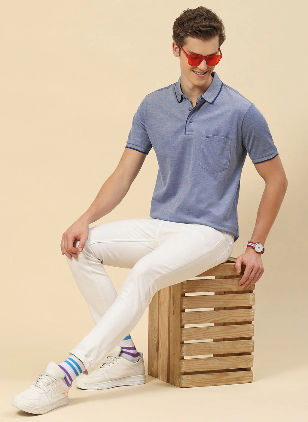 Men Khaki Plain T-Shirt - Image 5