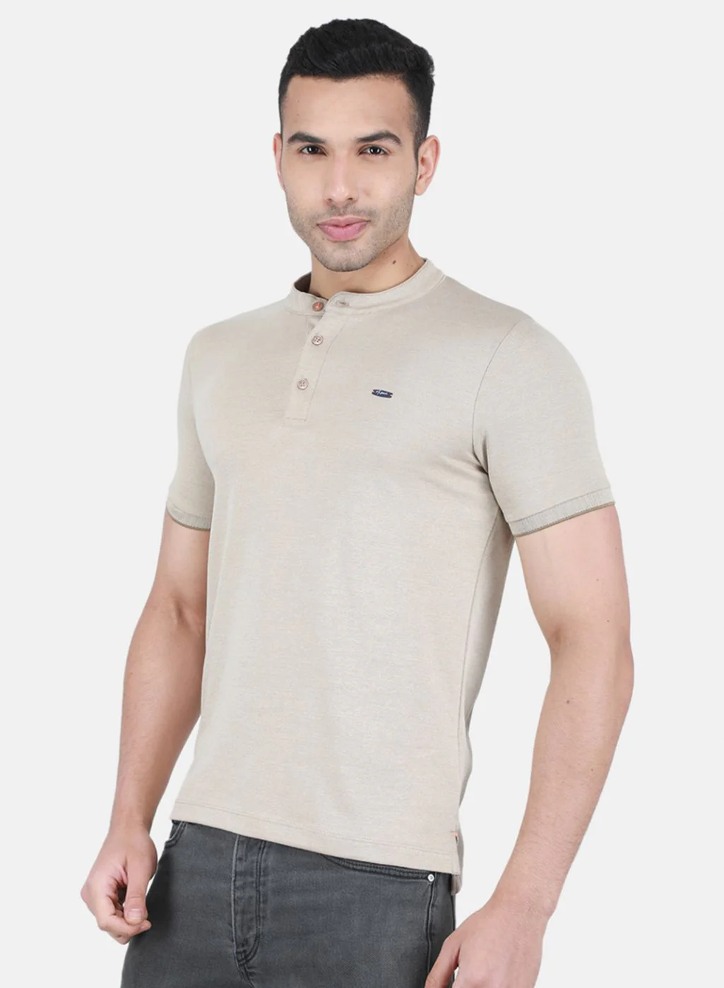 Men Khaki Printed T-Shirt - Image 2