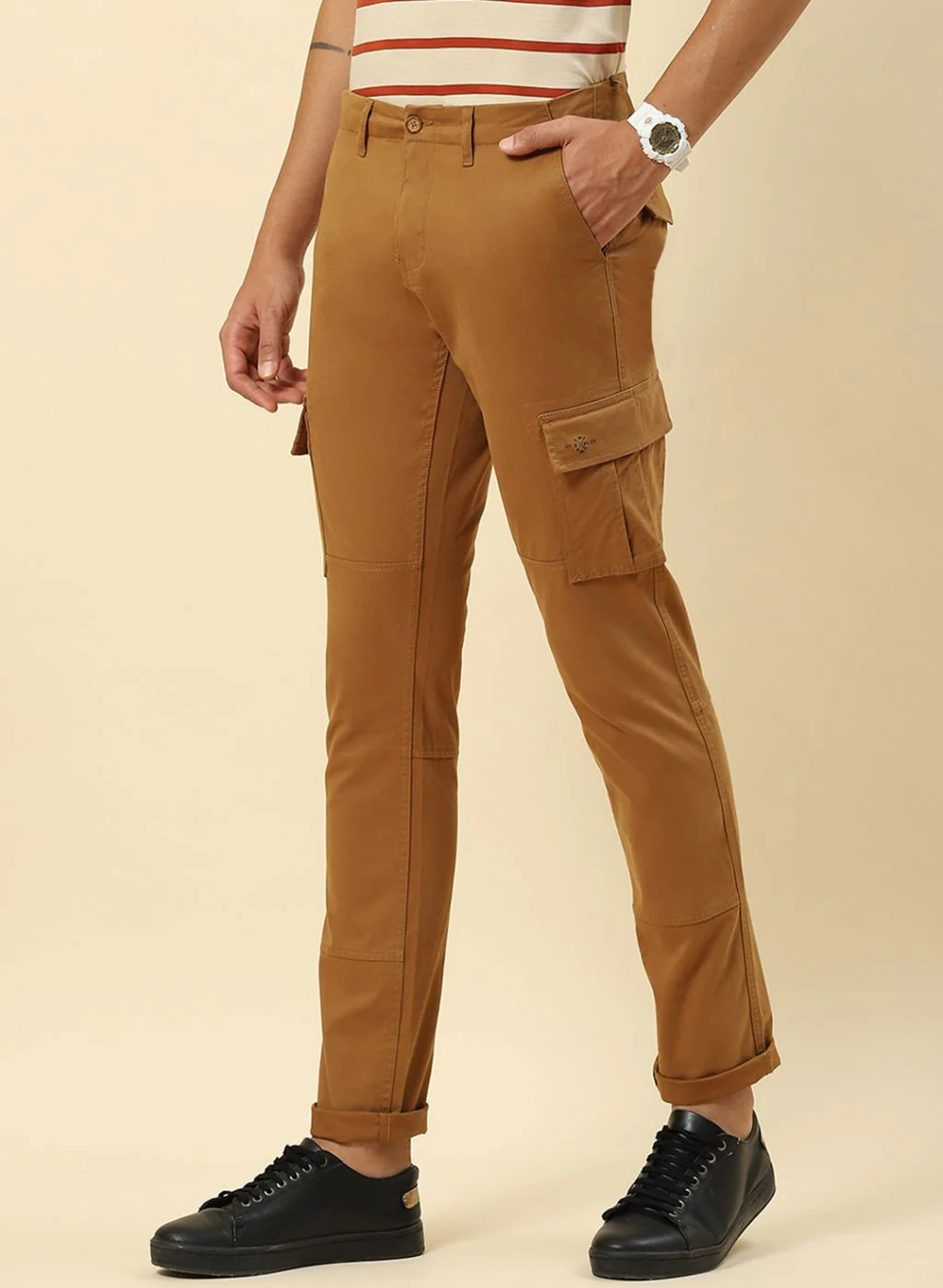 Men Khaki Regular Fit Trouser - Image 3