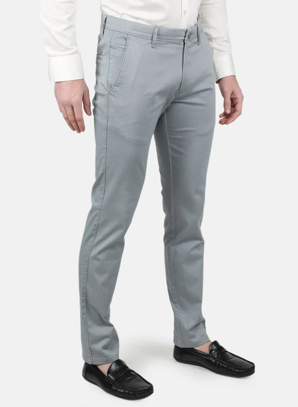 Men Light Blue Regular Fit Trouser - Image 6