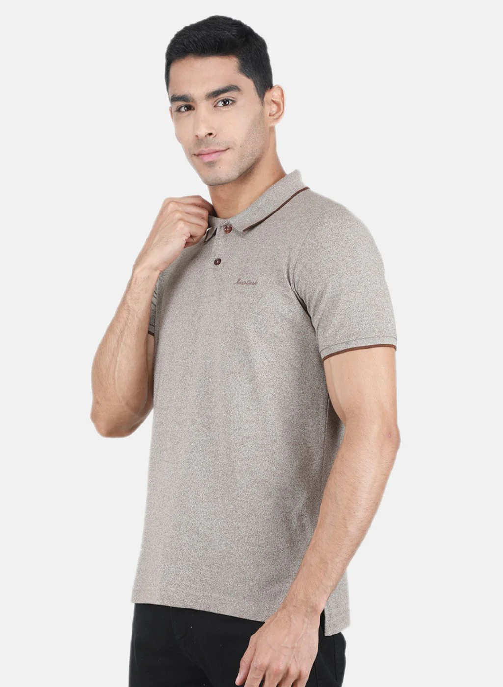 Men Light Brown Solid T-Shirt - Image 2
