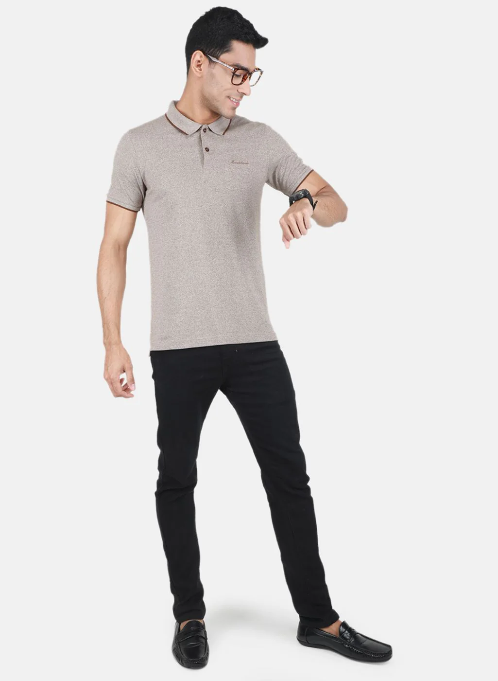 Men Light Brown Solid T-Shirt - Image 4
