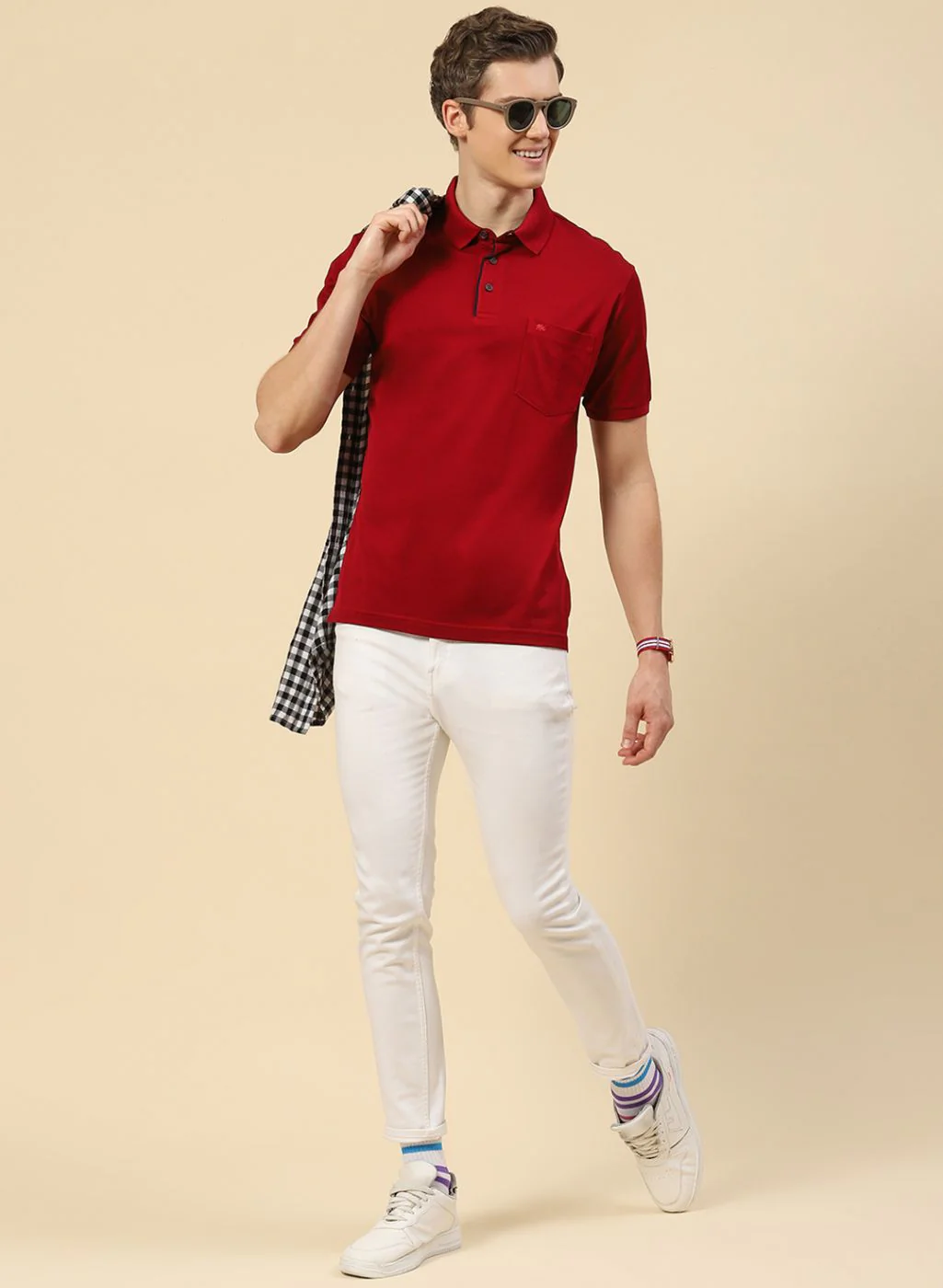 Men Maroon Plain T-Shirt - Image 5