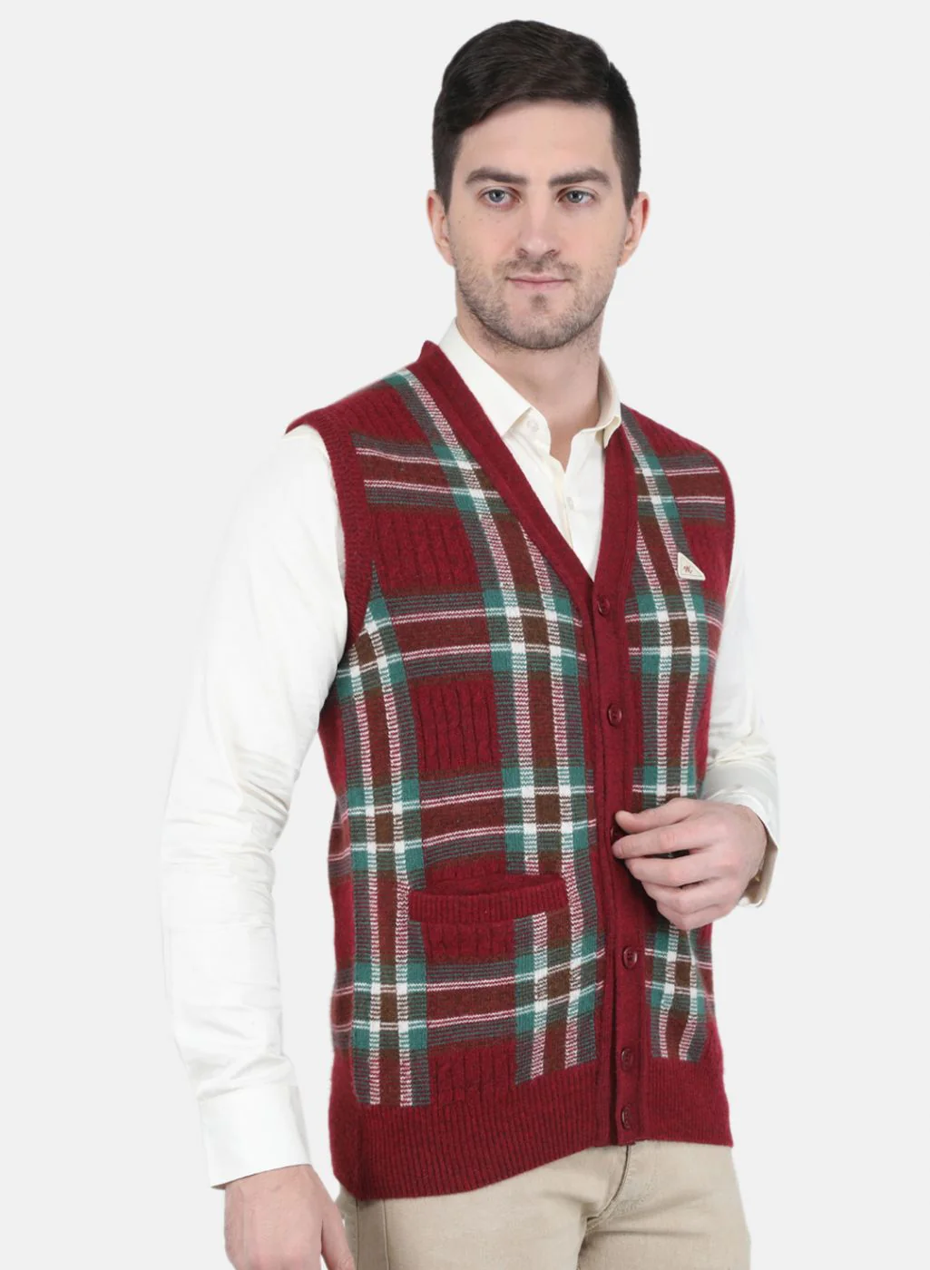 Men Maroon Printed Cardigan - Image 6