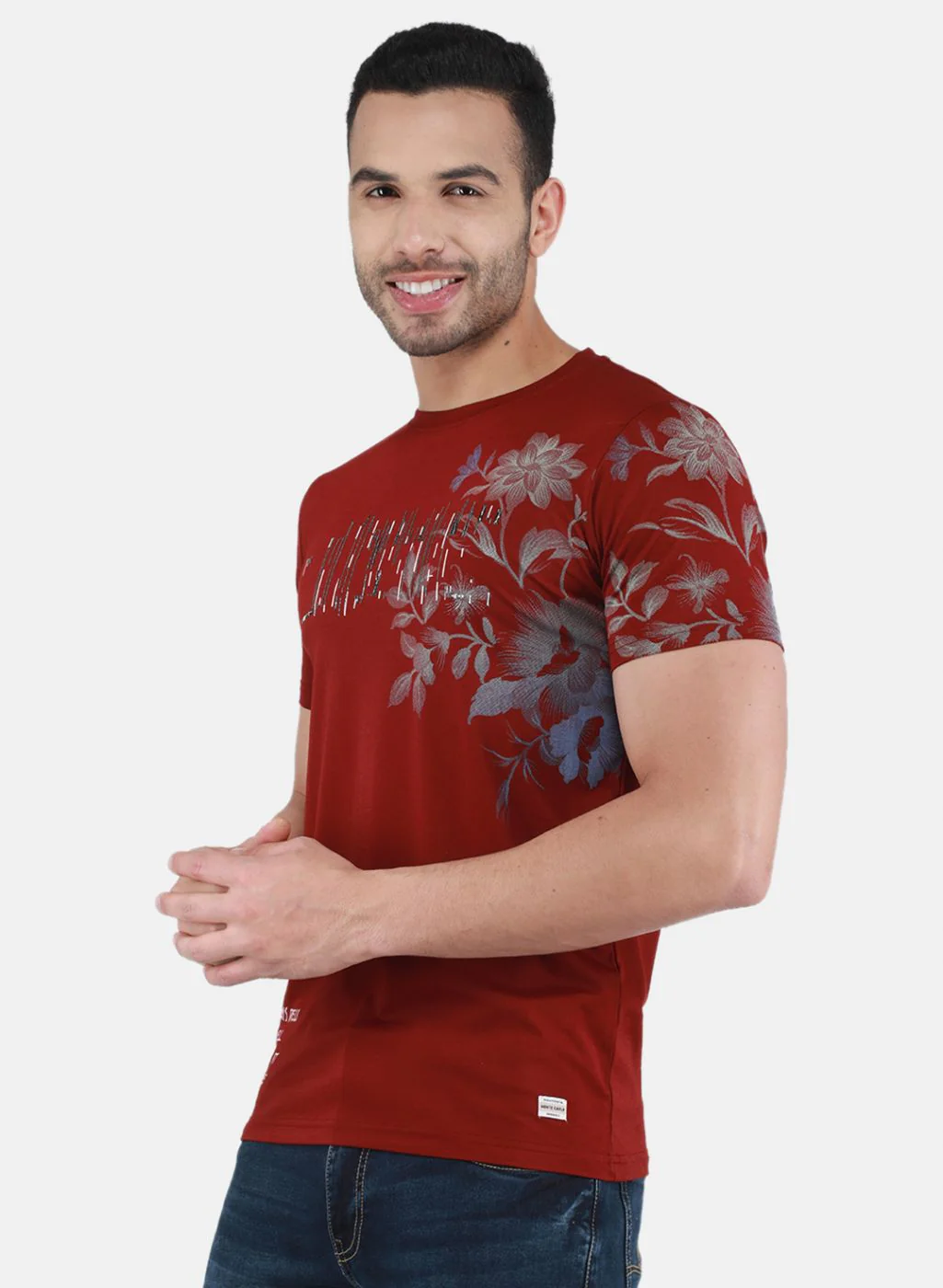 Men Maroon Printed T-Shirt - Image 2