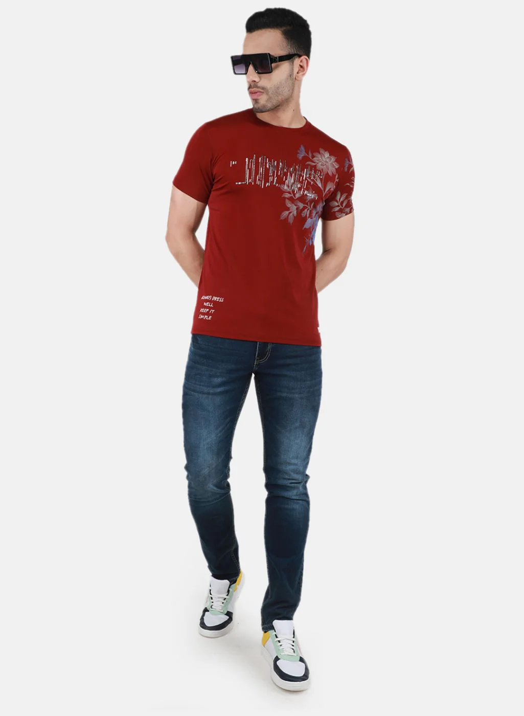 Men Maroon Printed T-Shirt - Image 4