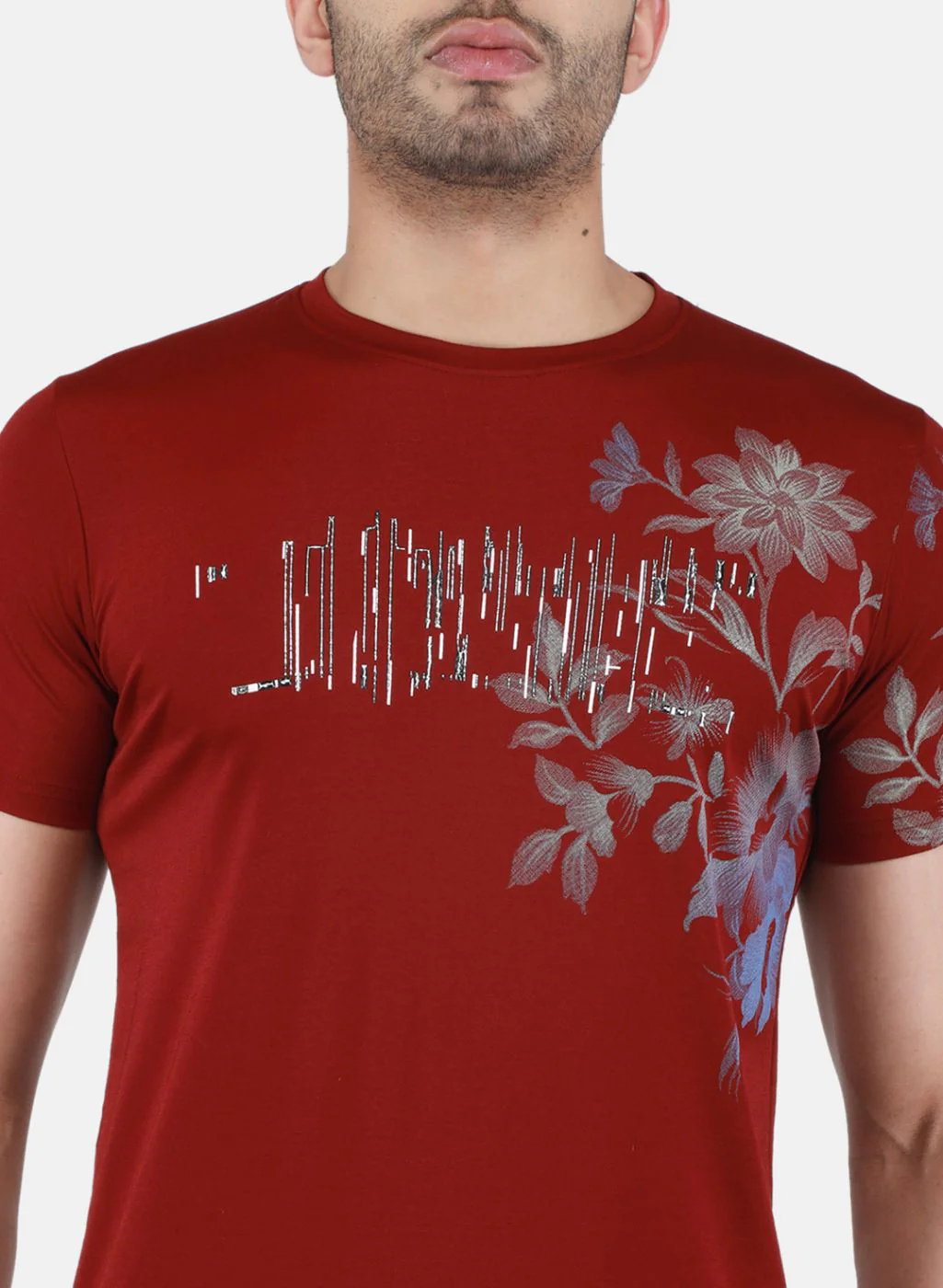 Men Maroon Printed T-Shirt - Image 5