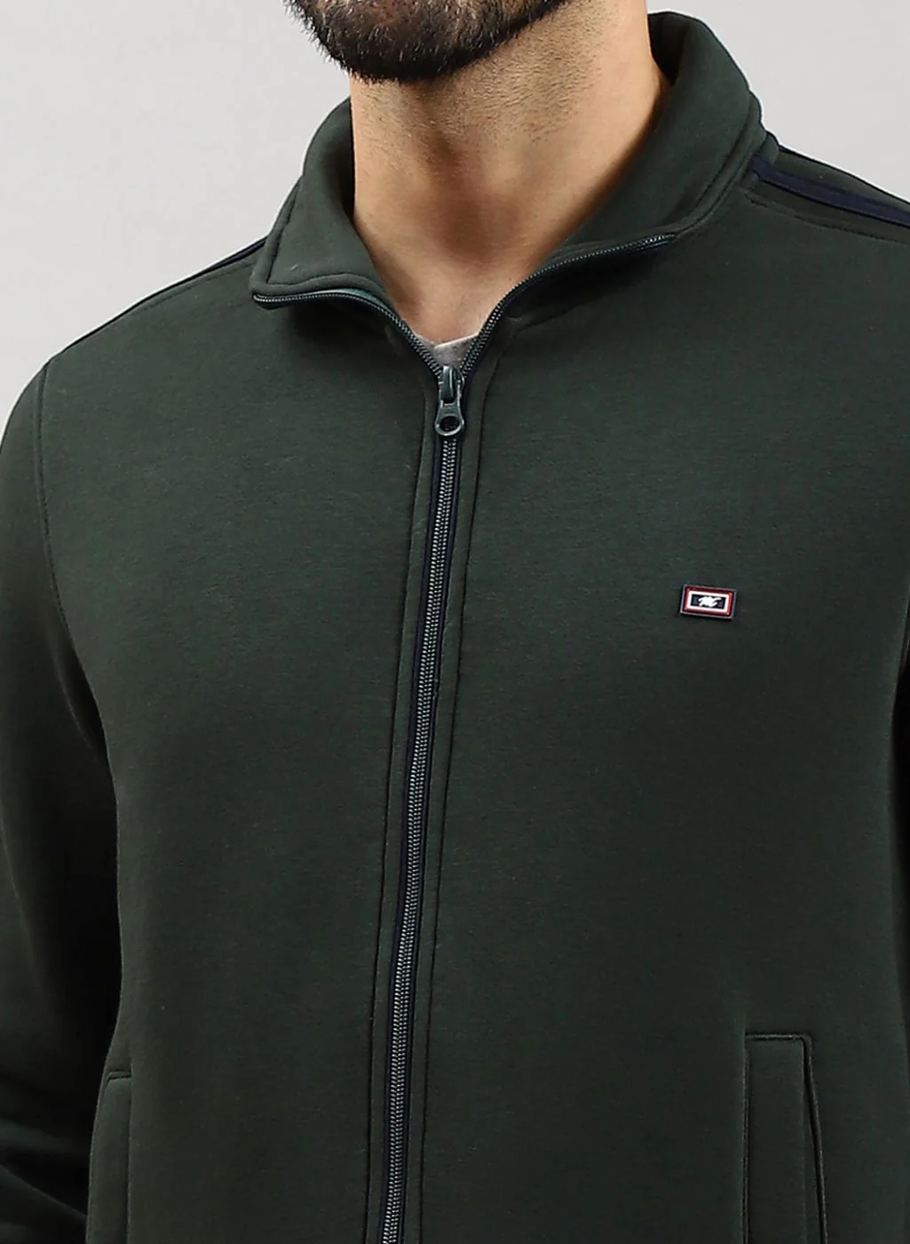 Men Green Solid Cotton Blend Tracksuit - Image 6