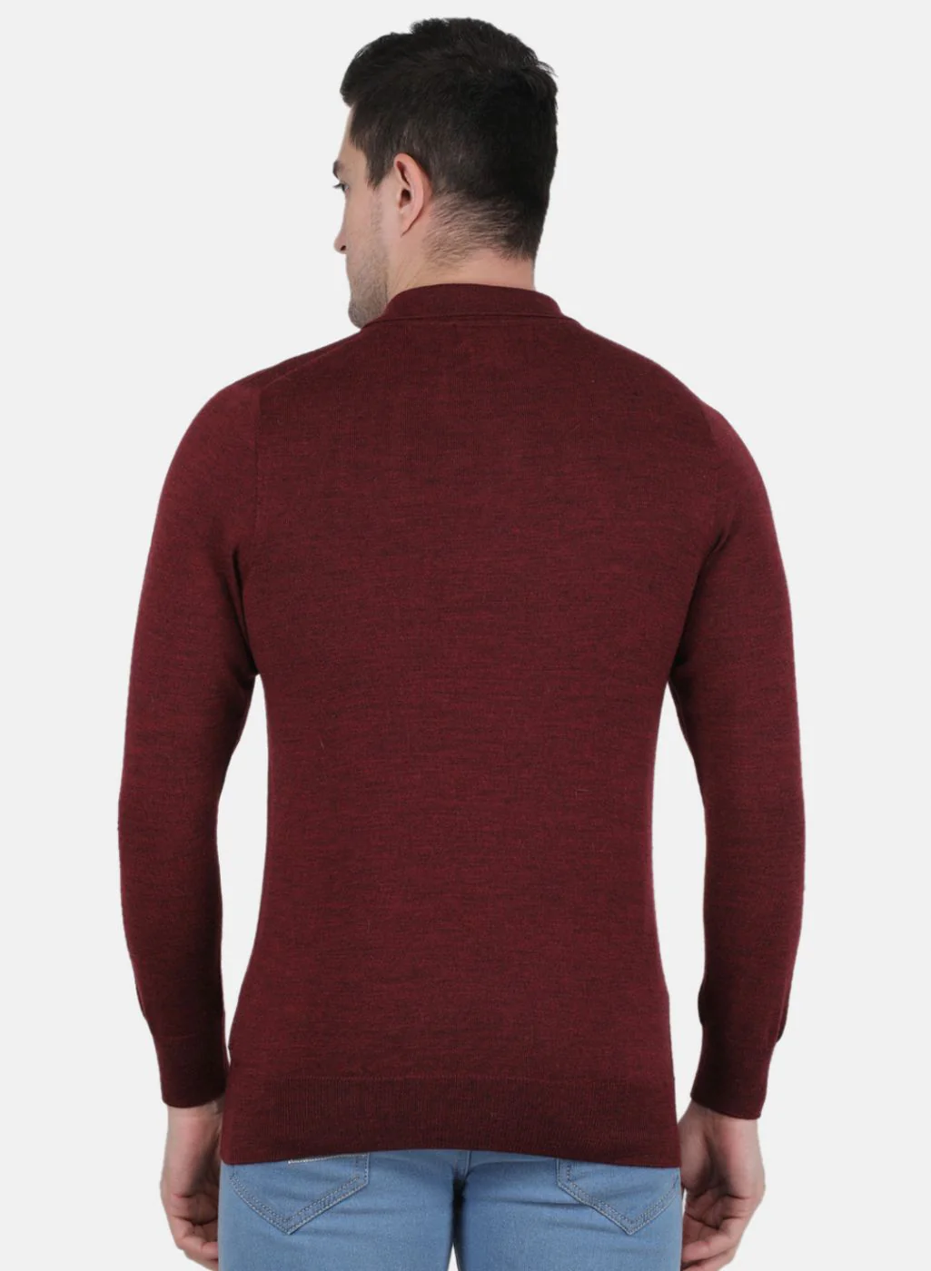 Men Maroon Solid T-Shirt - Image 3