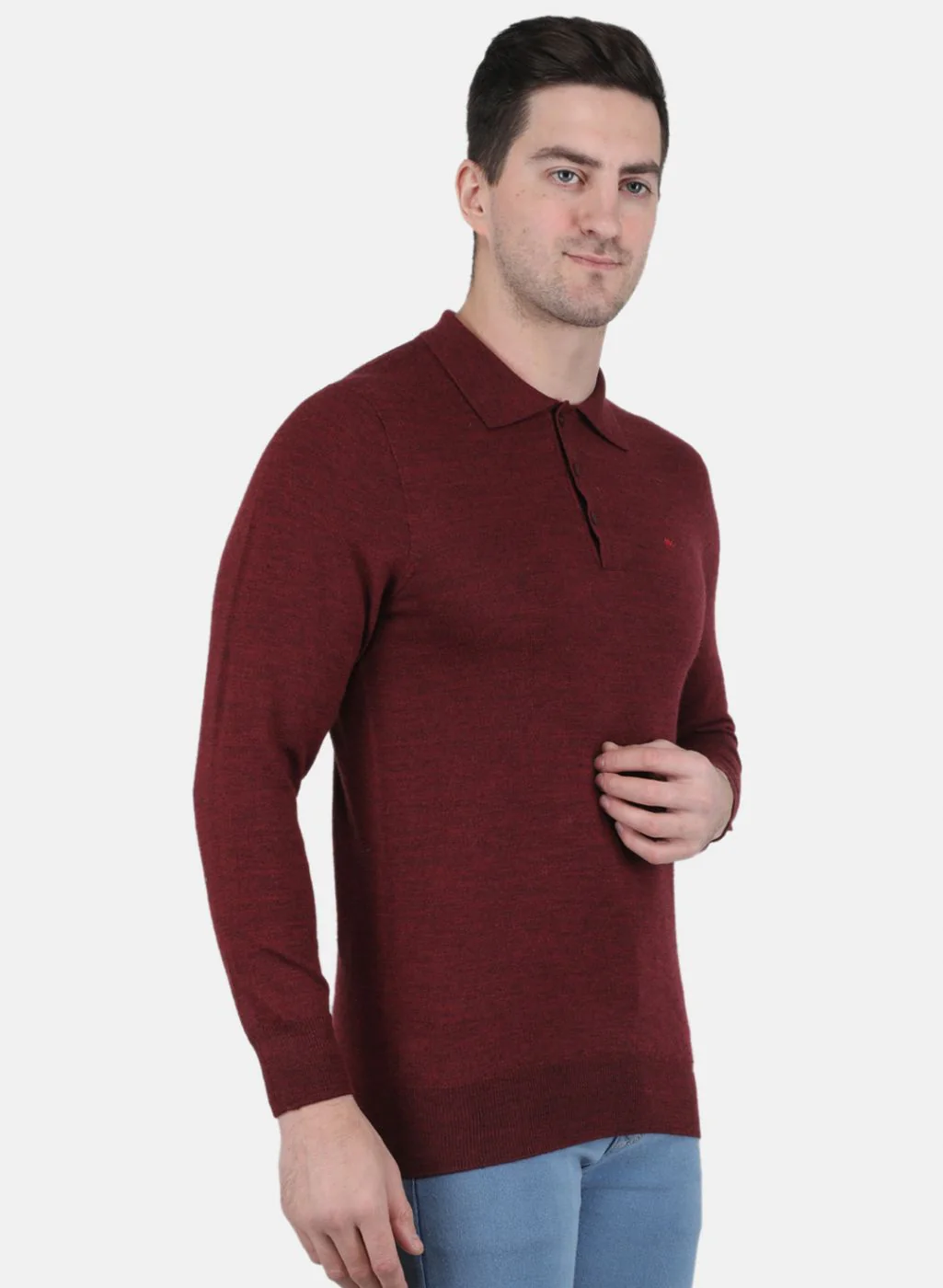 Men Maroon Solid T-Shirt - Image 6