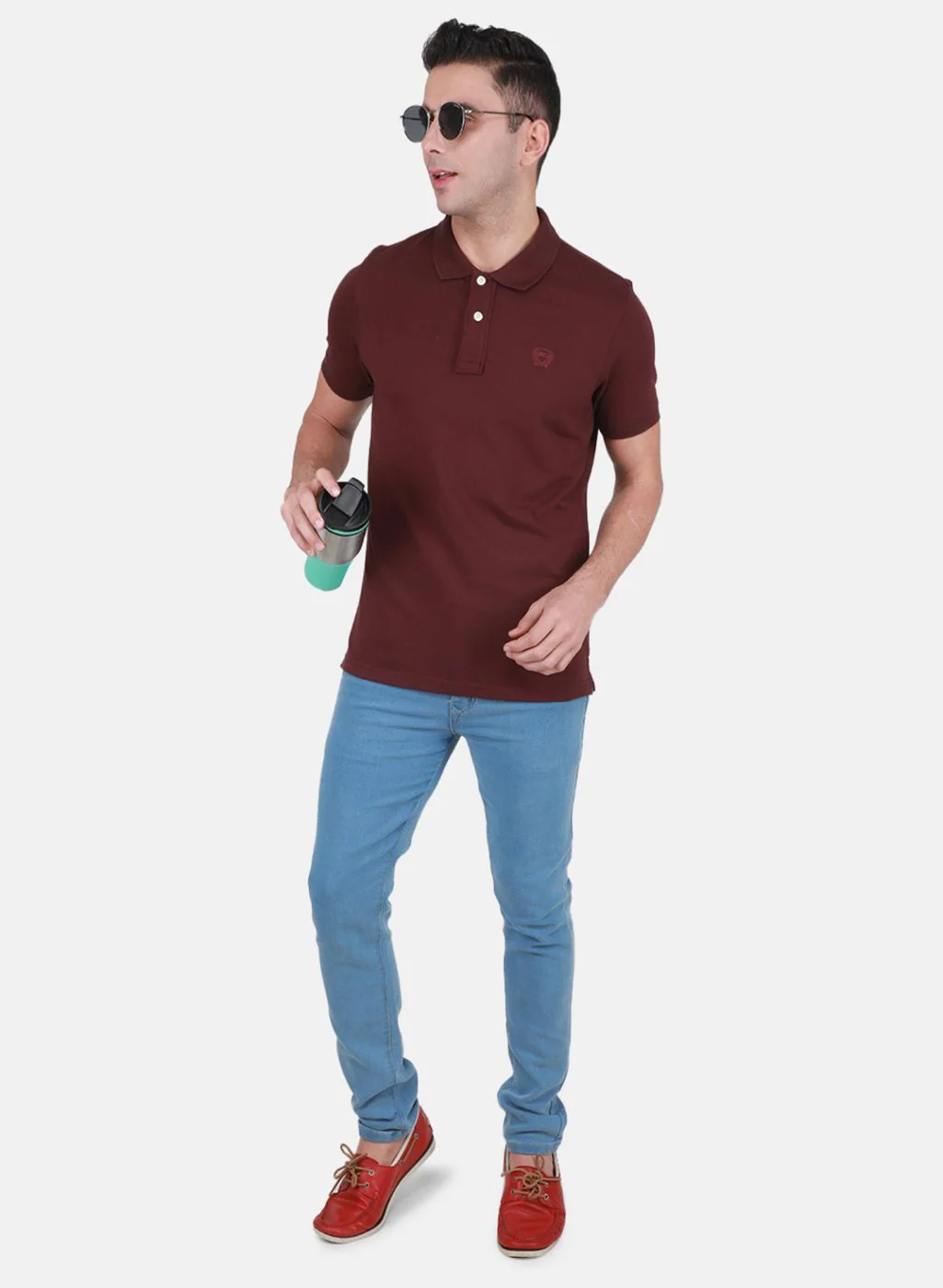 Men Maroon Solid T-Shirt - Image 4