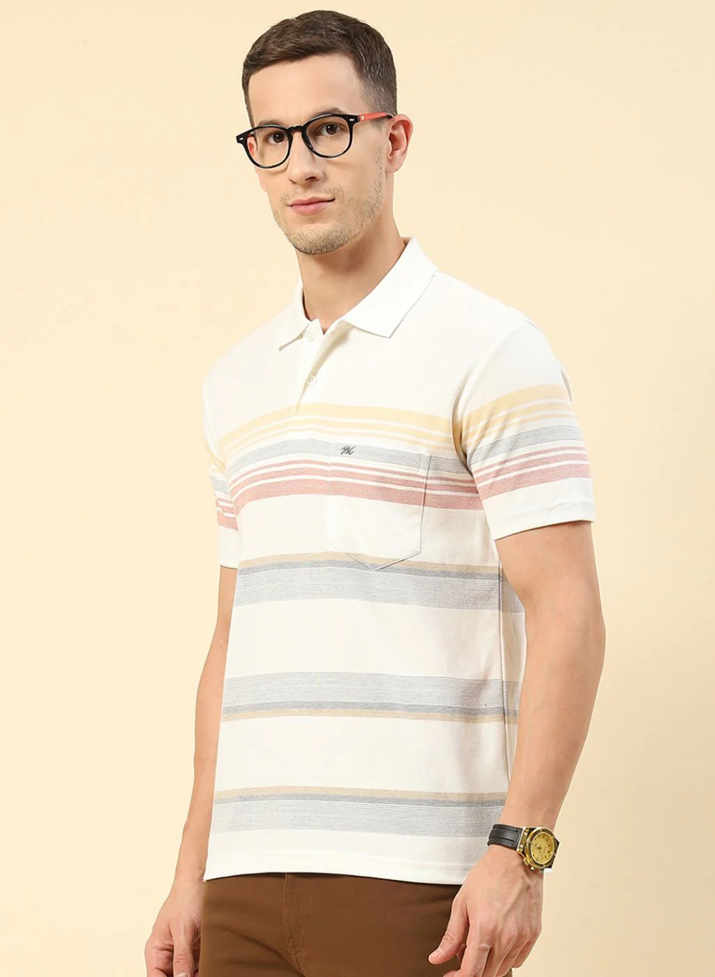 Men Maroon Stripe T-Shirt - Image 2