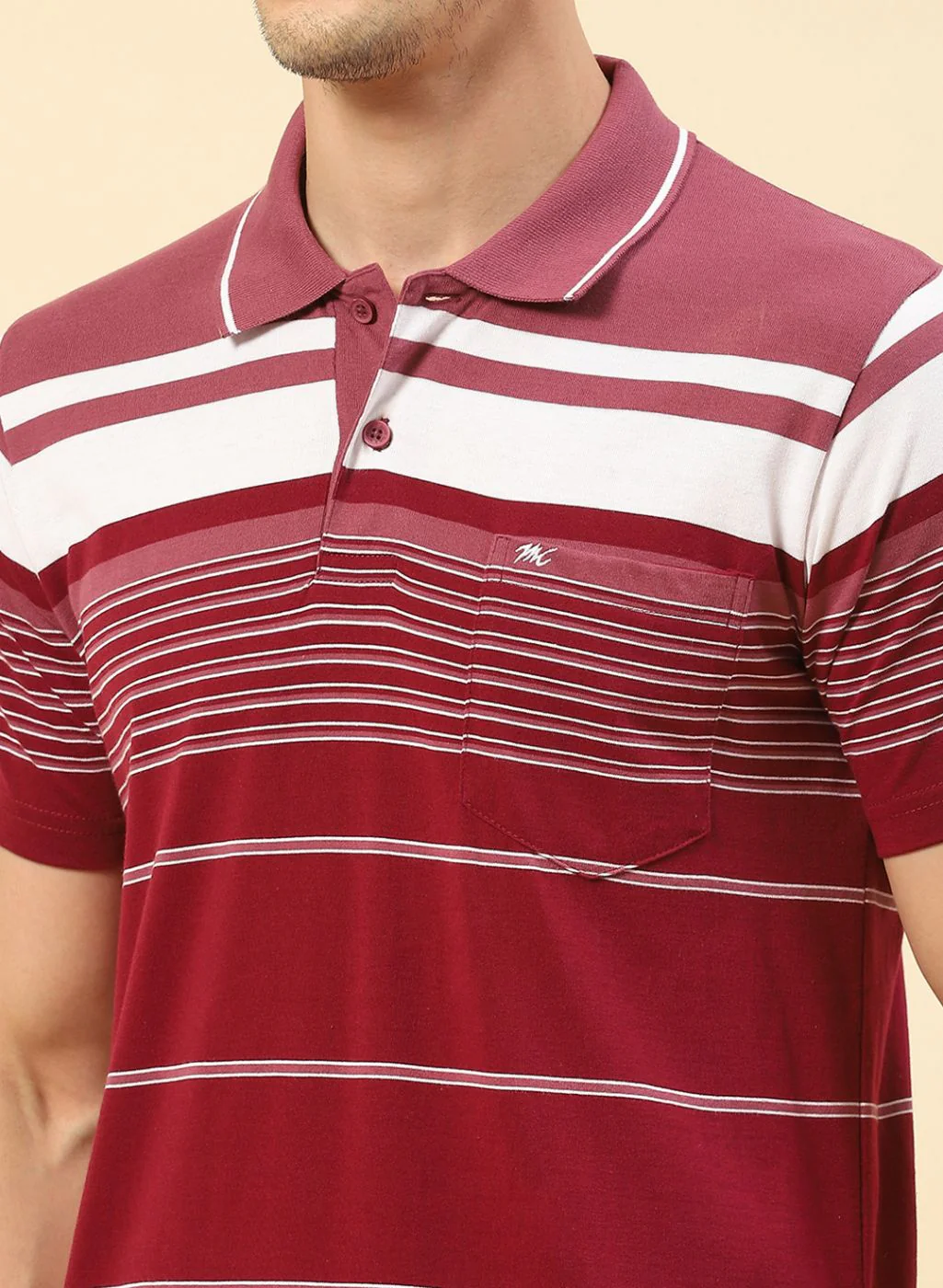 Men Maroon Stripe T-Shirt - Image 6