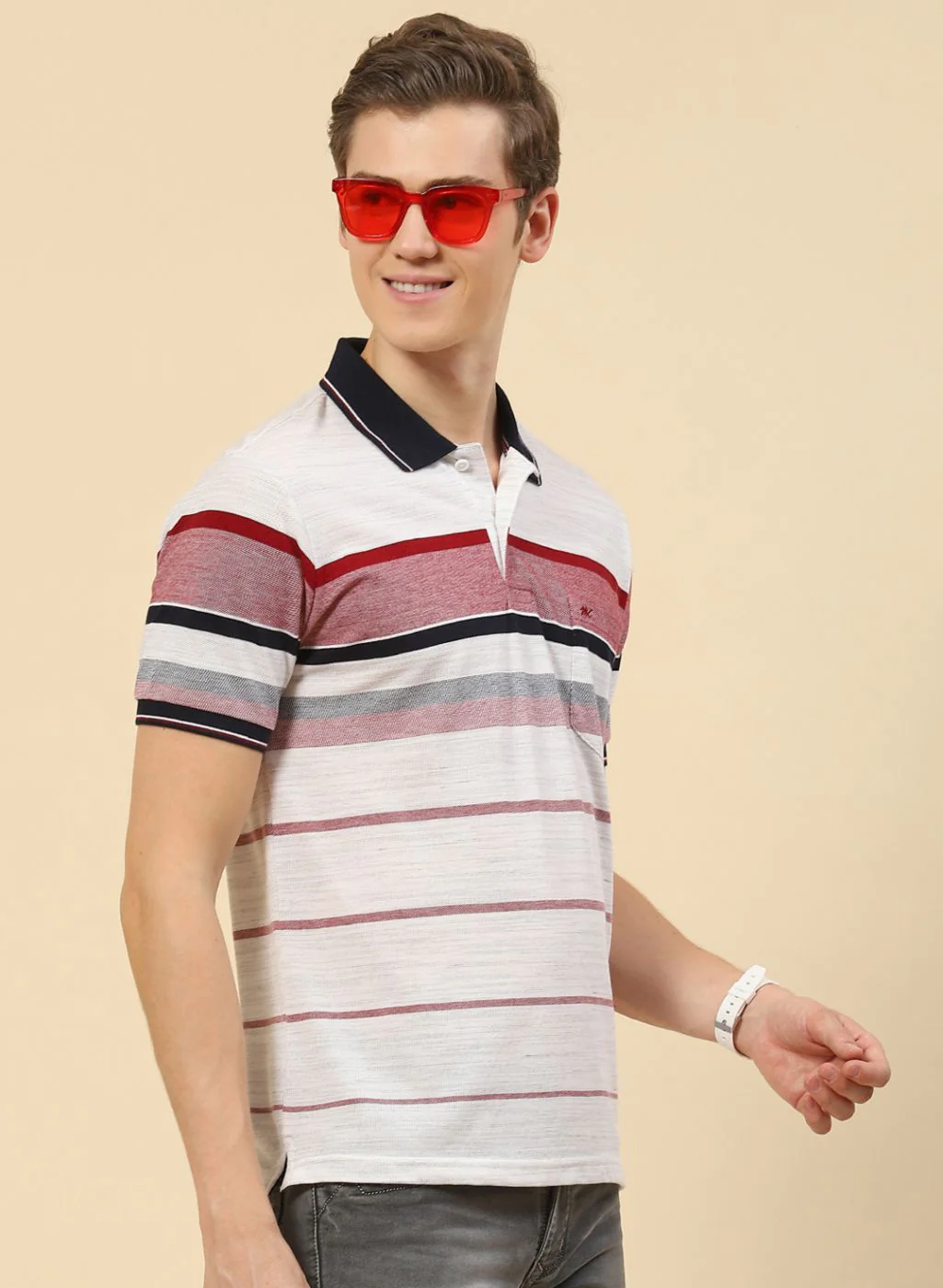 Men Multicolor Stripe T-Shirt - Image 4
