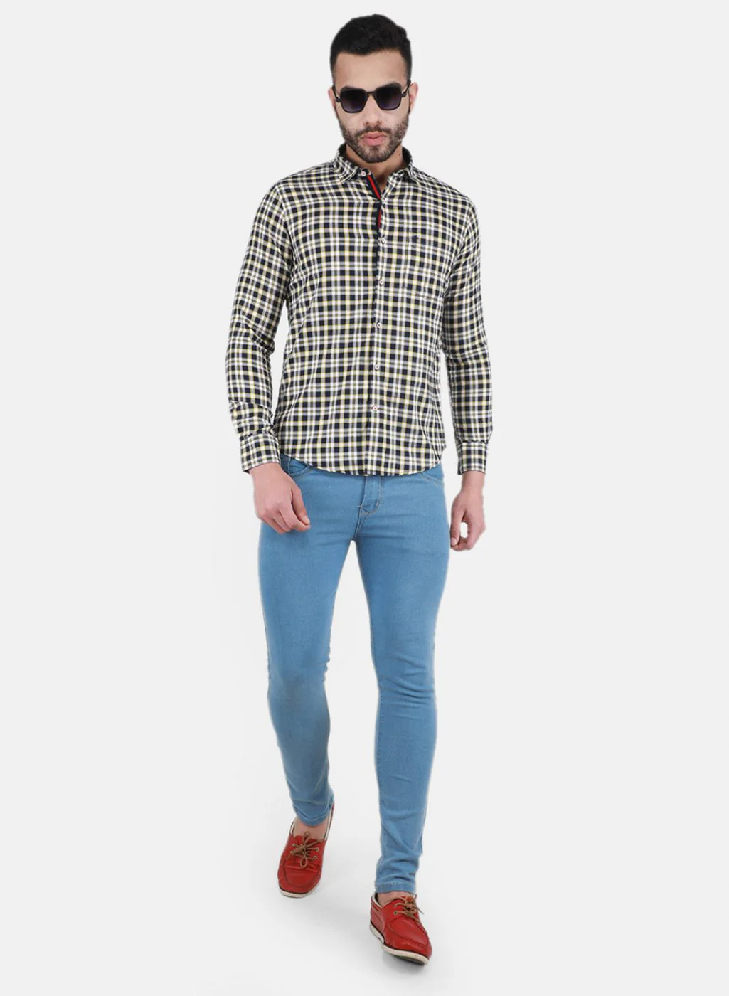 Men Mustard Check Shirt - Image 4