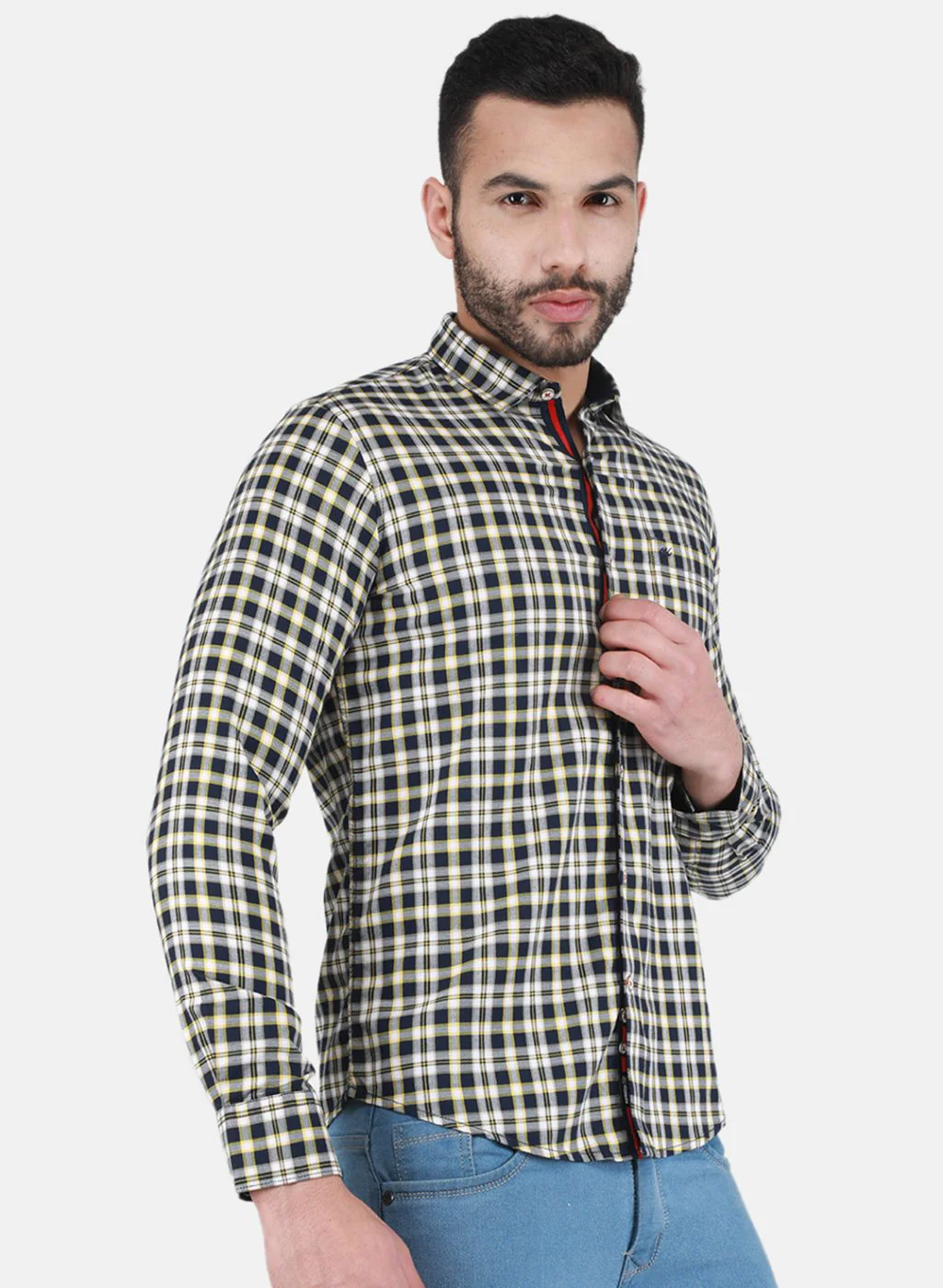 Men Mustard Check Shirt - Image 6