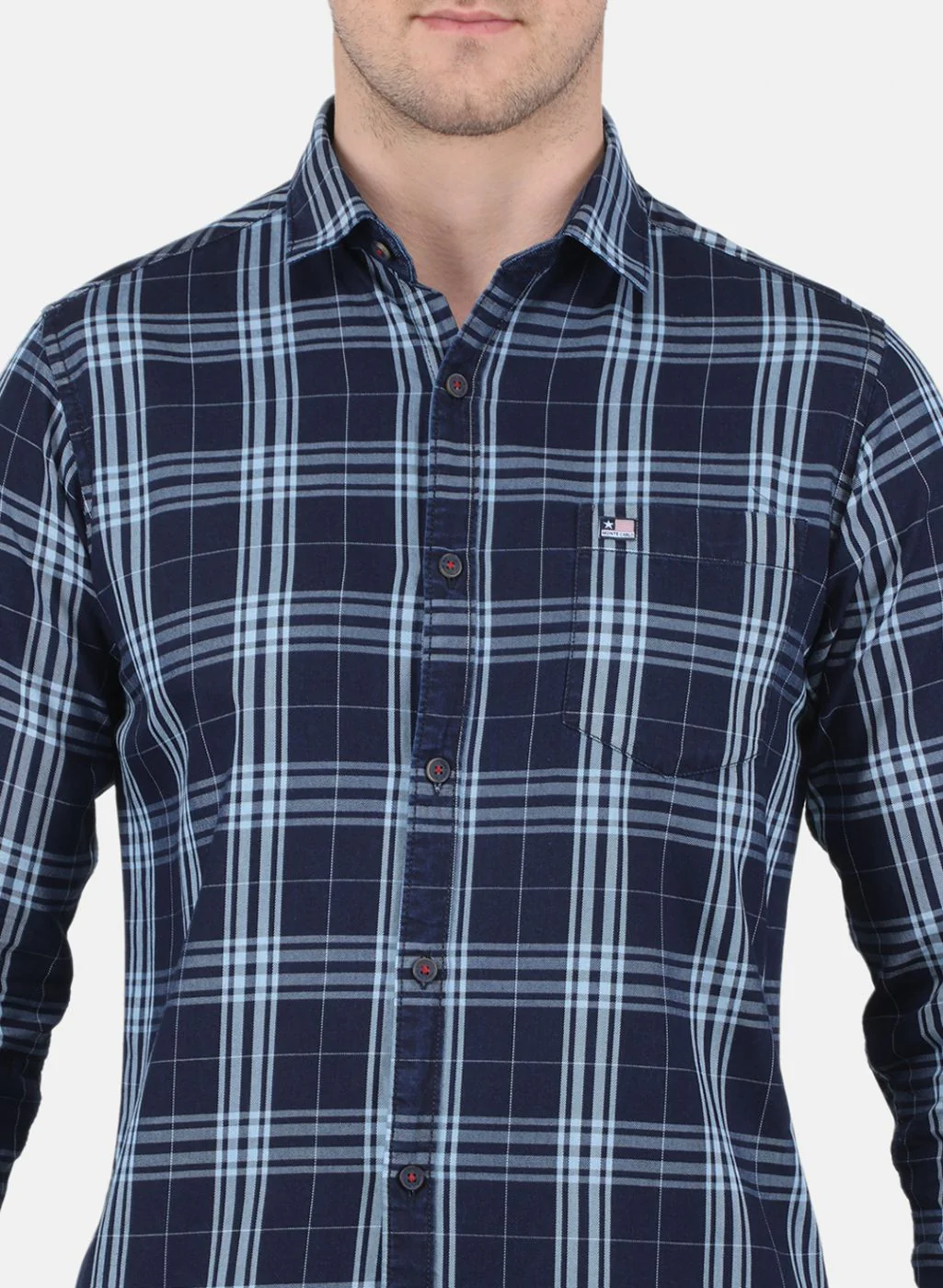 Men NAvy Blue Check Shirt - Image 5