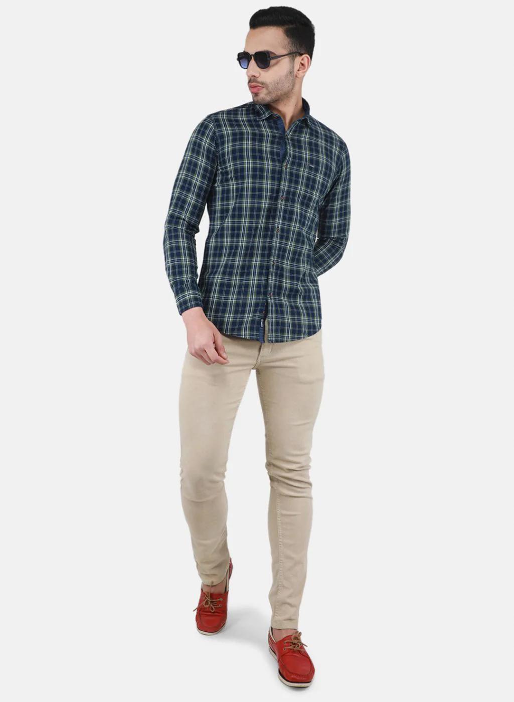 Men NAvy Blue Check Shirt - Image 4