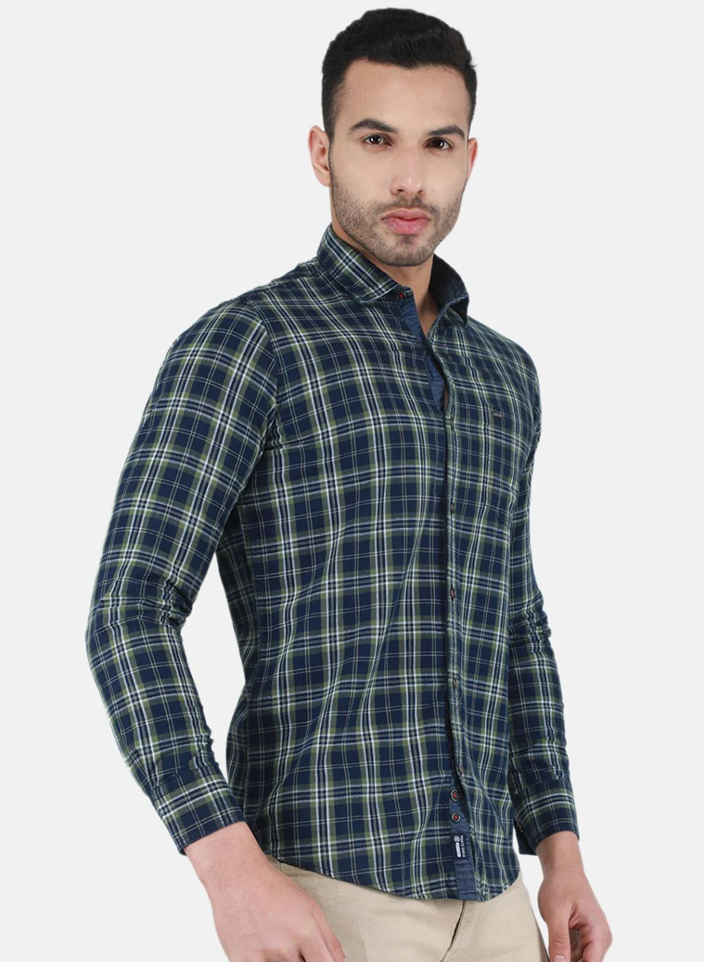 Men NAvy Blue Check Shirt - Image 6