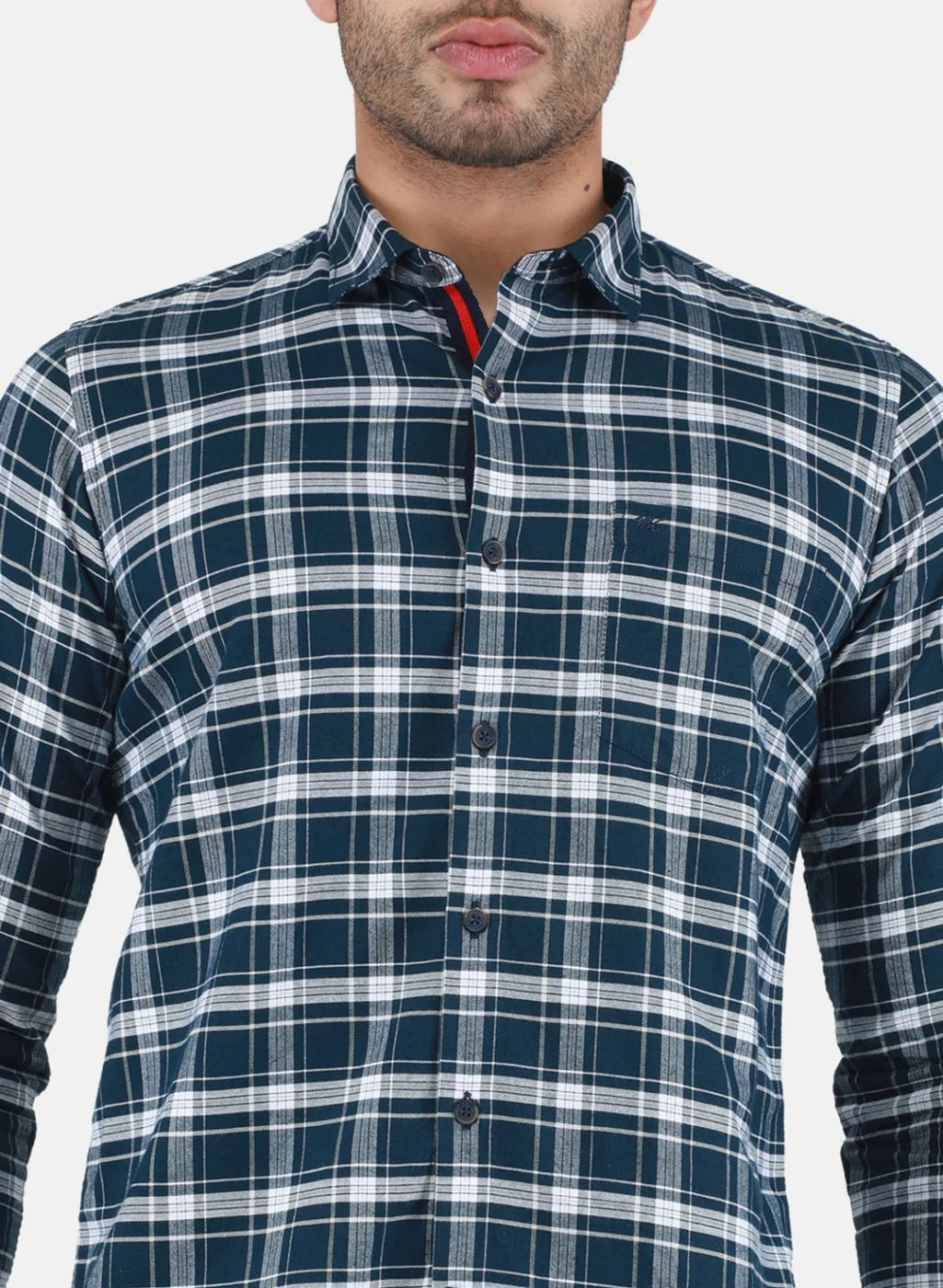 Men NAvy Blue Check Shirt - Image 5