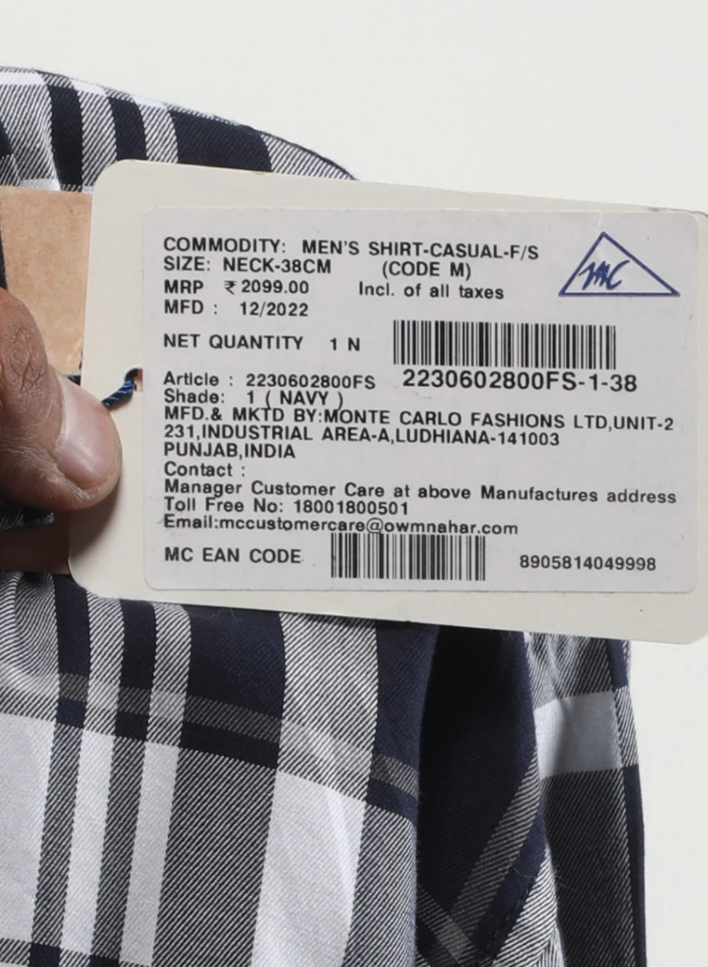 Men NAvy Blue Check Shirt - Image 6