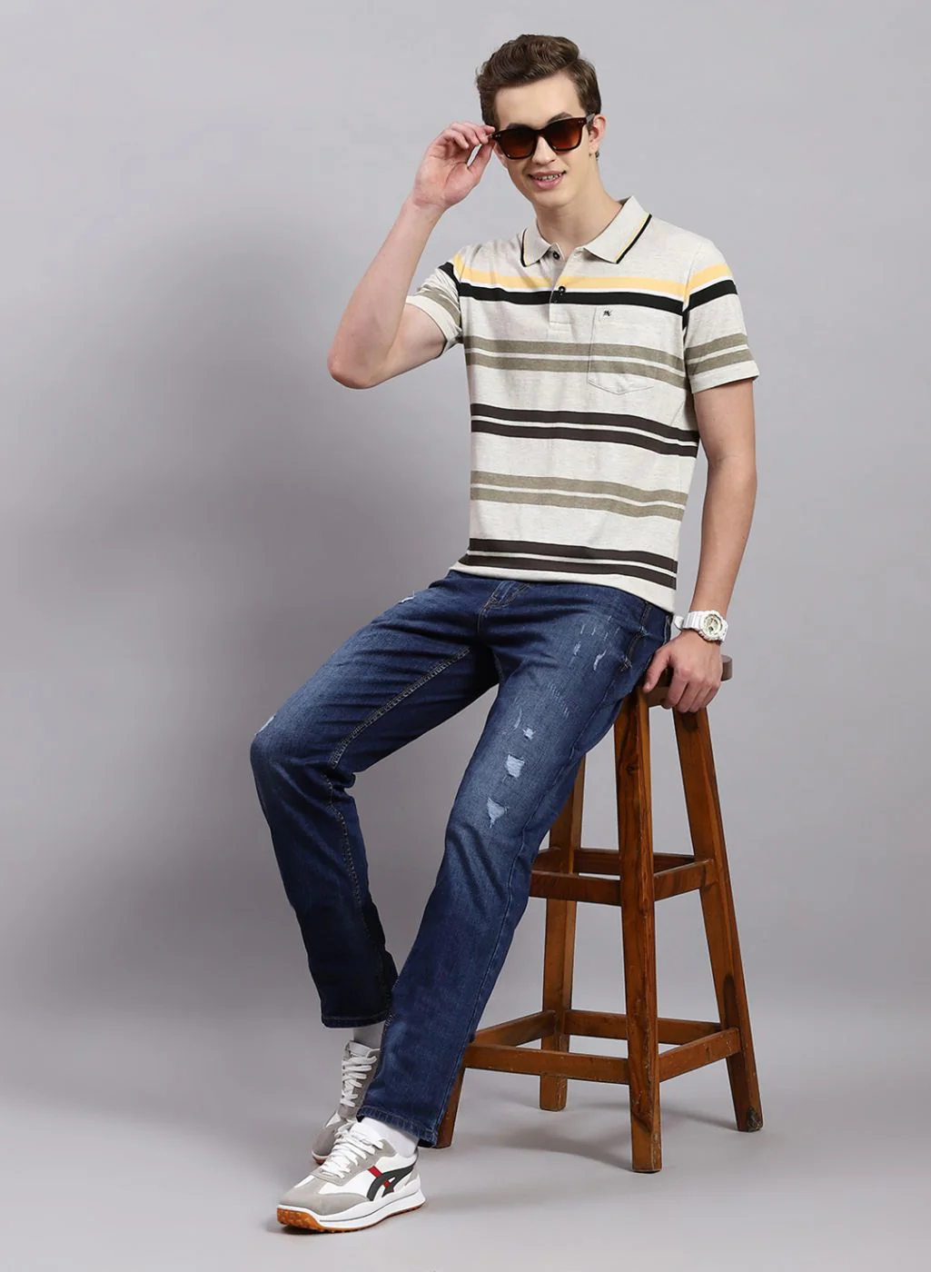 Men NAvy Blue NArrow Fit Denim - Image 2