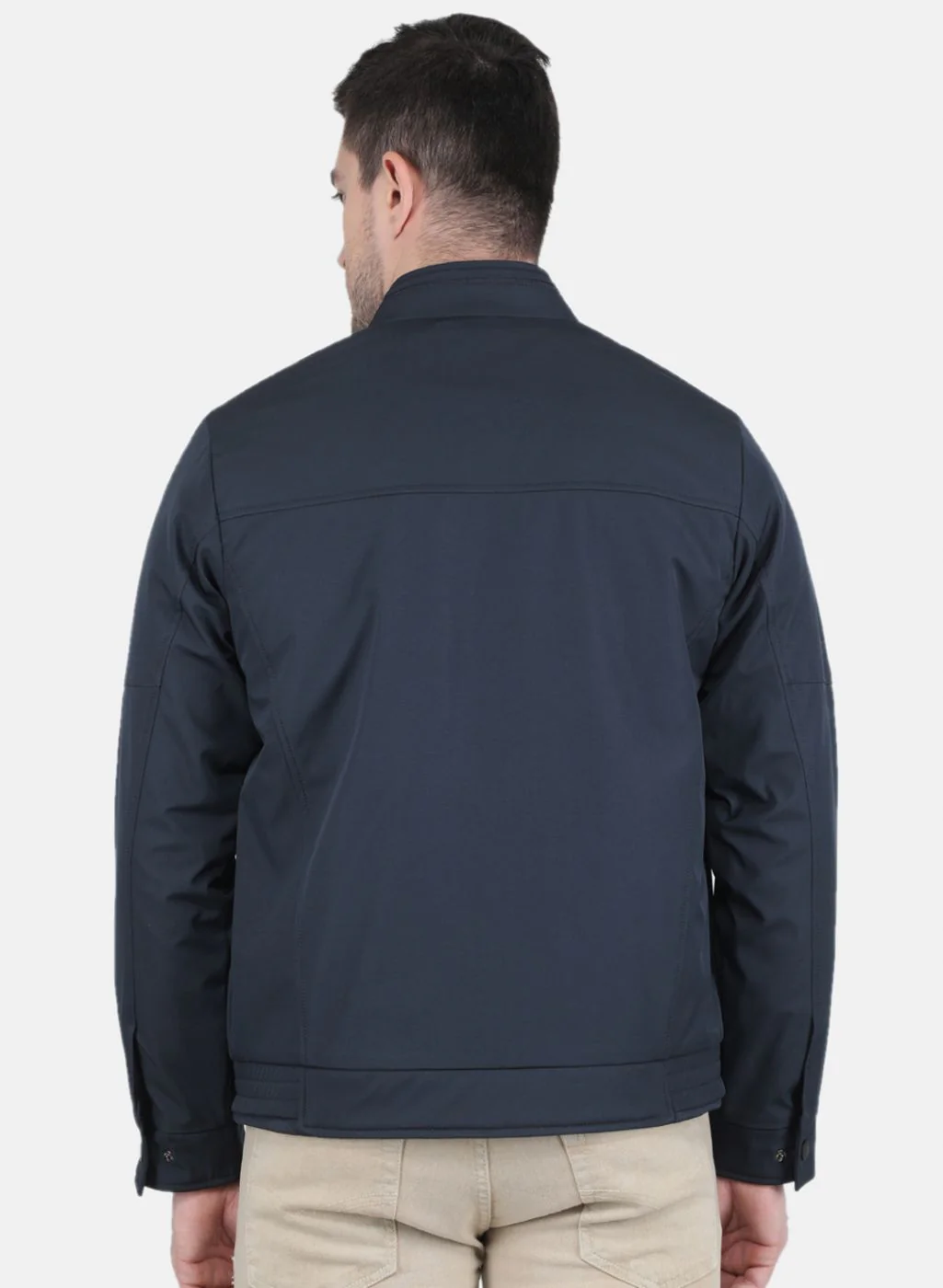 Men NAvy Blue Printed Jacket - Image 4