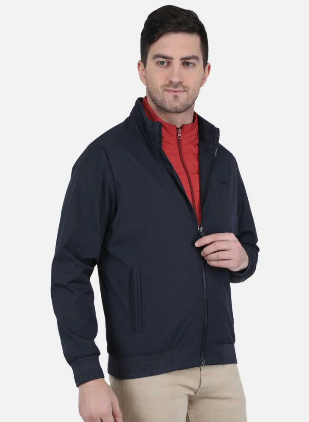 Men Navy Blue & Red Reversible Jacket (2 Pcs) - Image 6