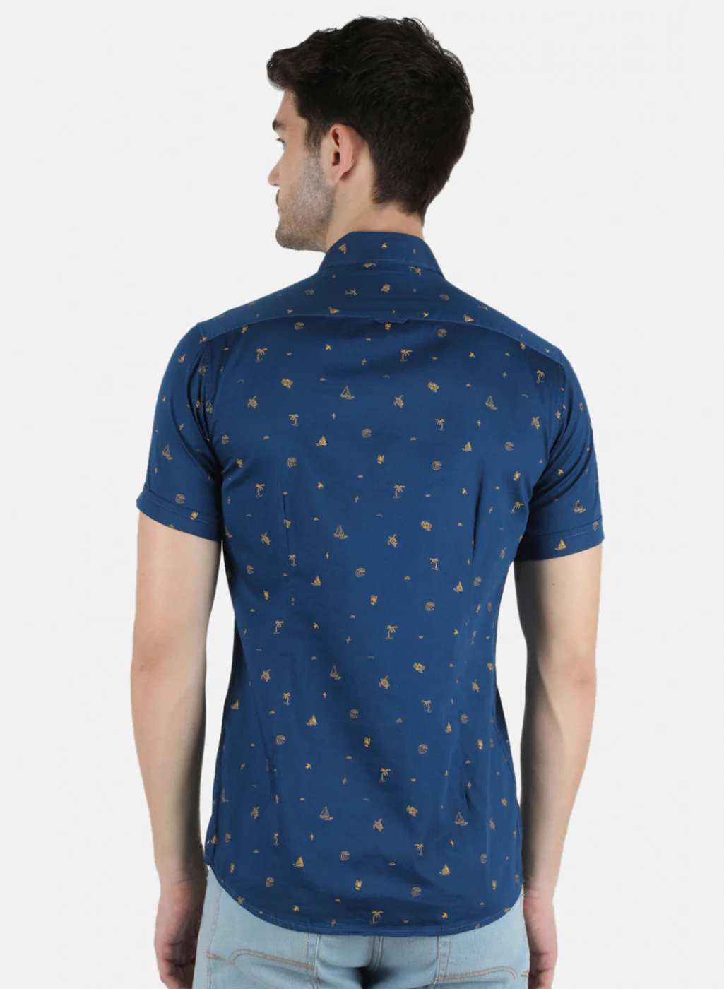 Men NAvy Blue Printed Shirt - Image 3