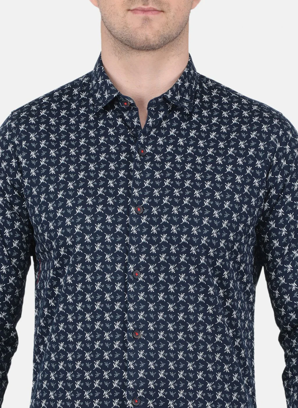 Men NAvy Blue Printed Shirt - Image 5