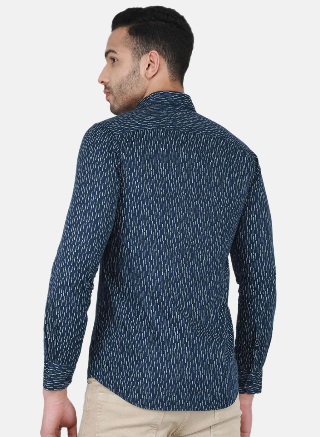 Men NAvy Blue Printed Shirt - Image 3