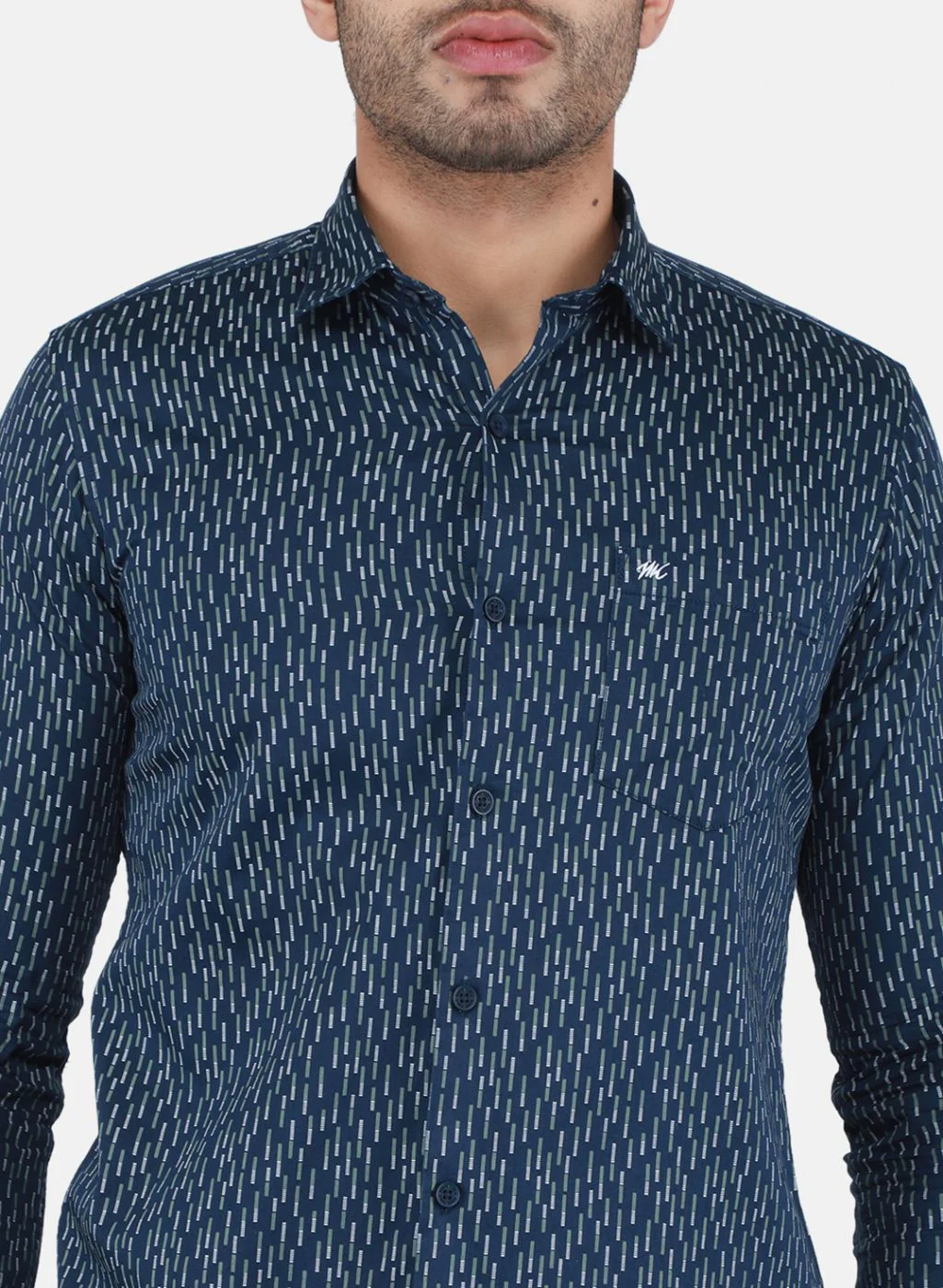 Men NAvy Blue Printed Shirt - Image 5