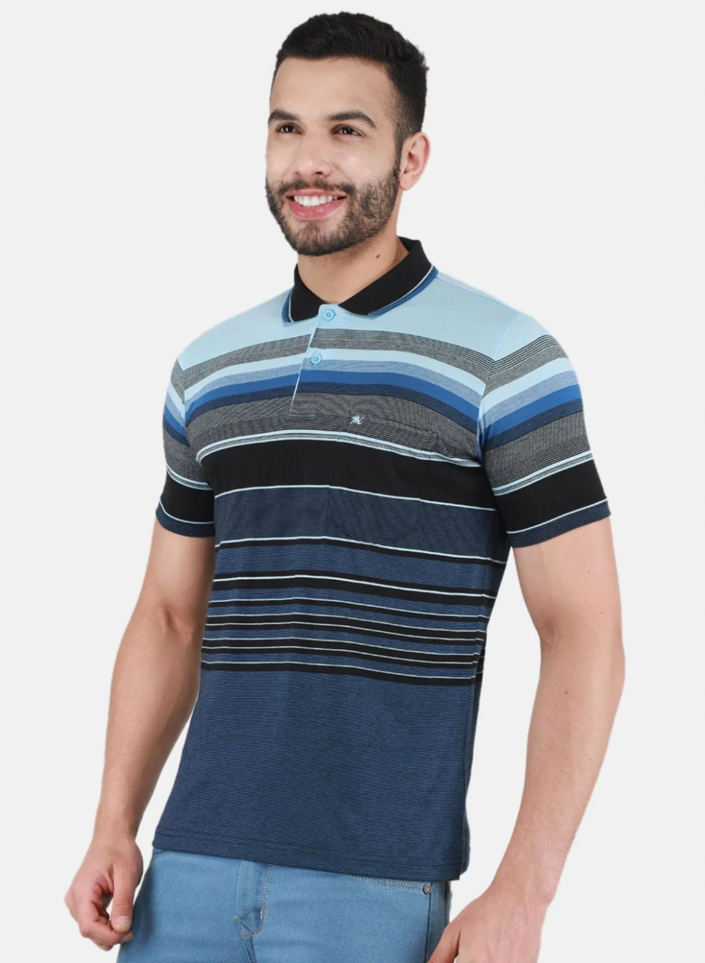 Men NAvy Blue Printed T-Shirt - Image 2