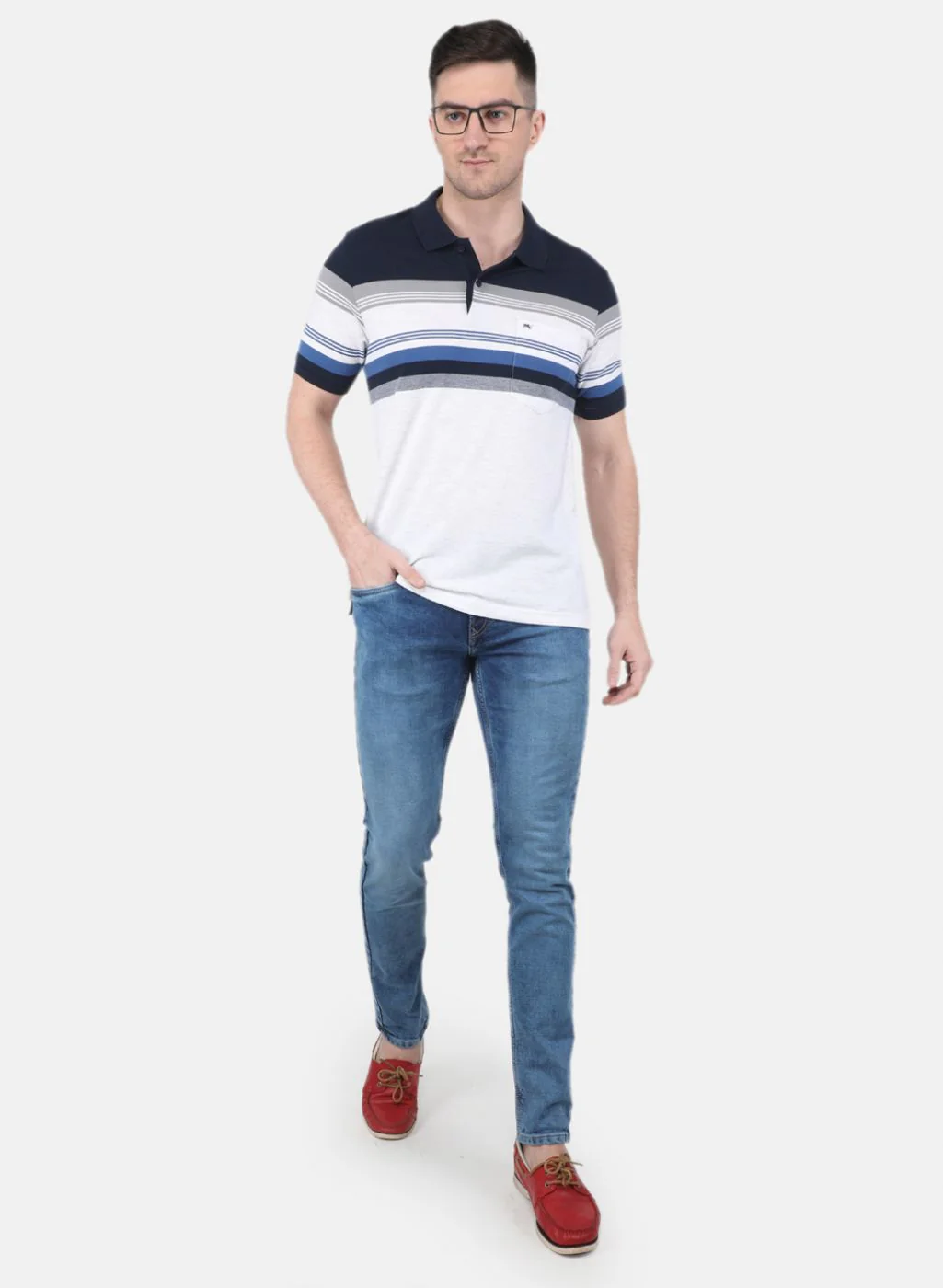 Men NAvy Blue Printed T-Shirt - Image 4