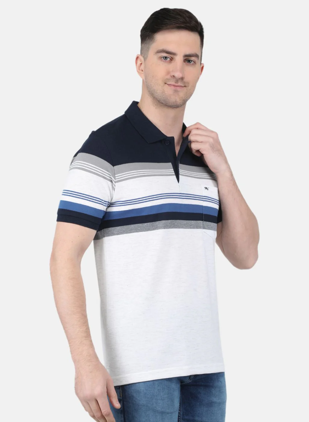 Men NAvy Blue Printed T-Shirt - Image 6