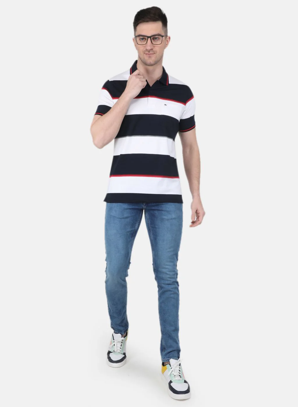 Men NAvy Blue Printed T-Shirt - Image 4