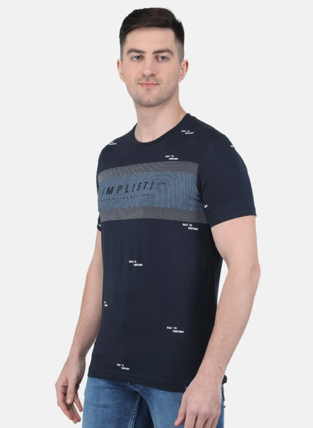Men NAvy Blue Printed T-Shirt - Image 2