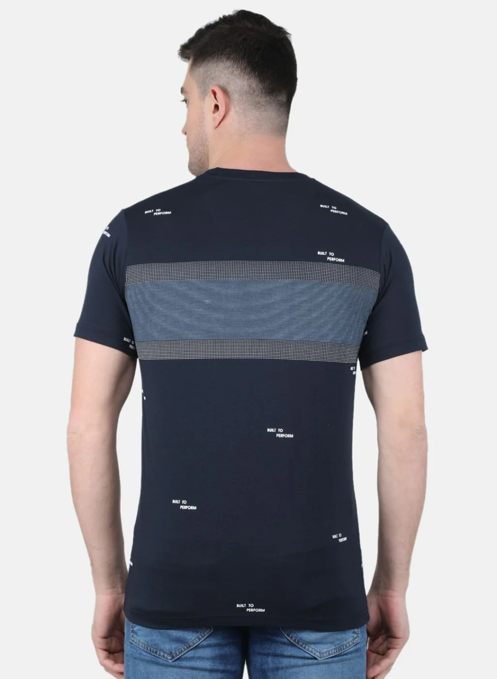 Men NAvy Blue Printed T-Shirt - Image 3