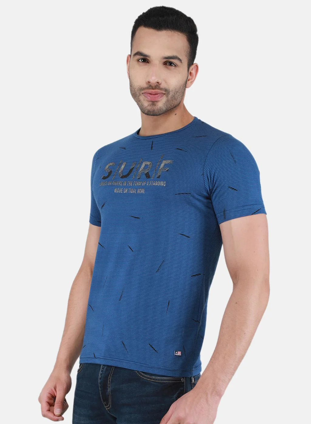 Men NAvy Blue Printed T-Shirt - Image 2
