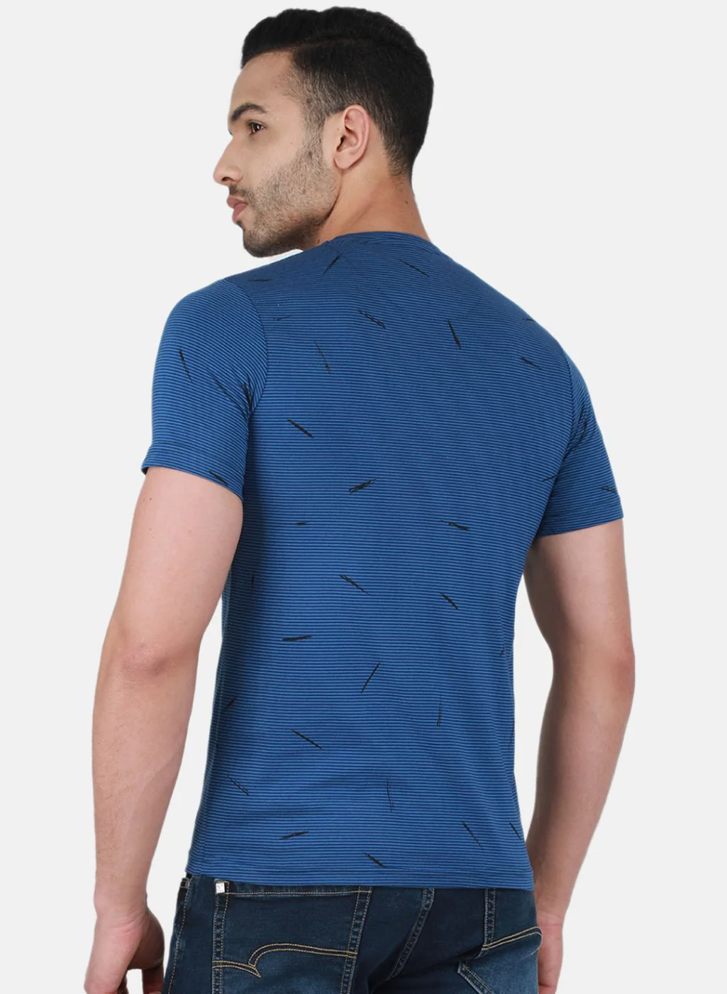 Men NAvy Blue Printed T-Shirt - Image 3